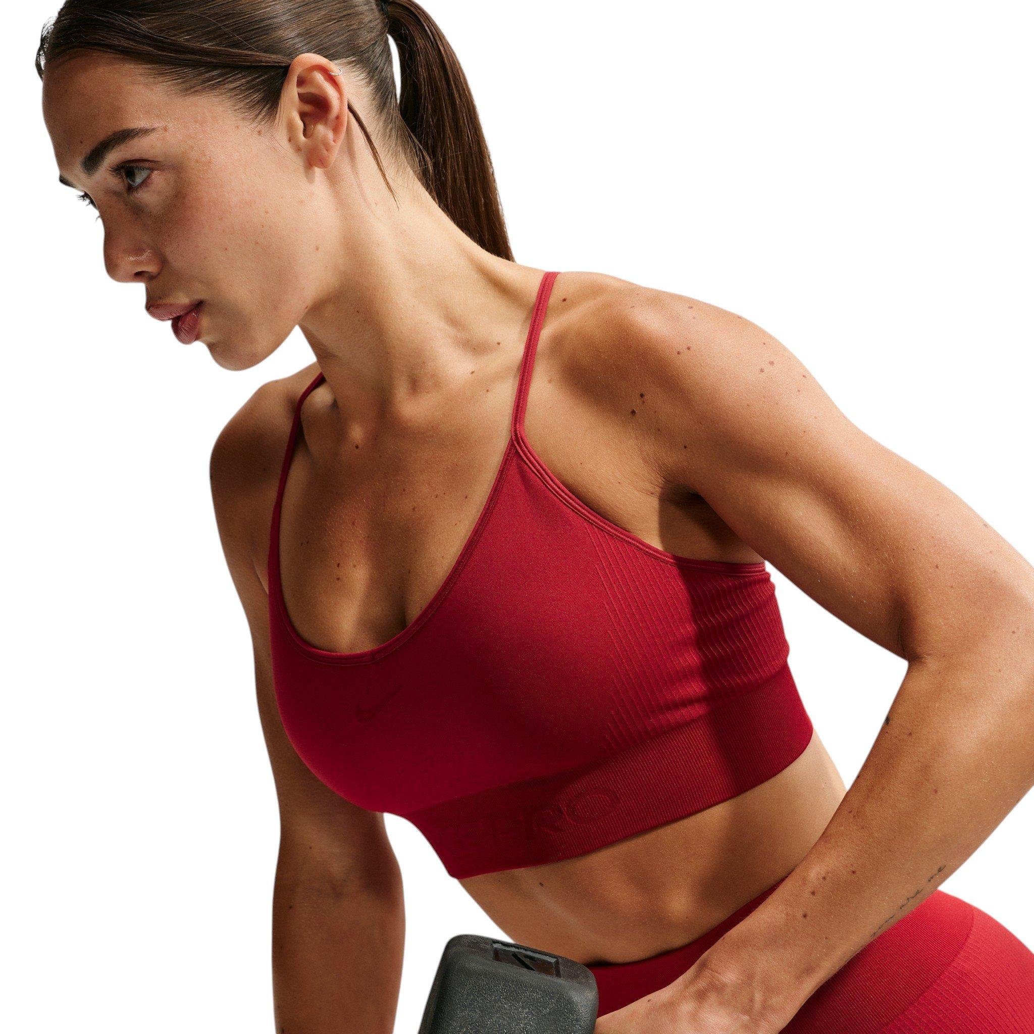 Nike Women's Pro Seamless Light-Support Padded Sports Bra - Red - RED