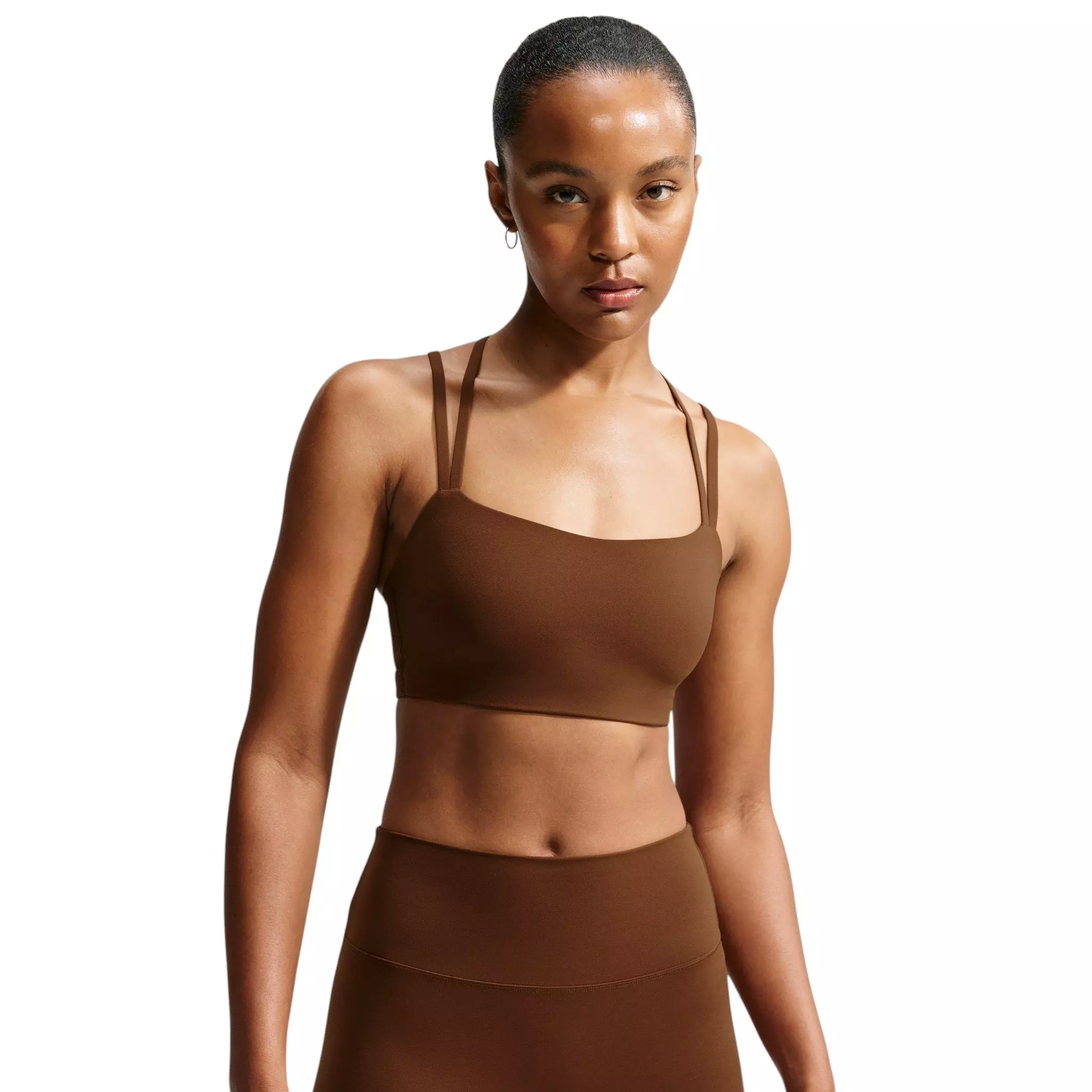Nike Women's Zenvy Strappy Light-Support Padded Sports Bra - Brown - BROWN