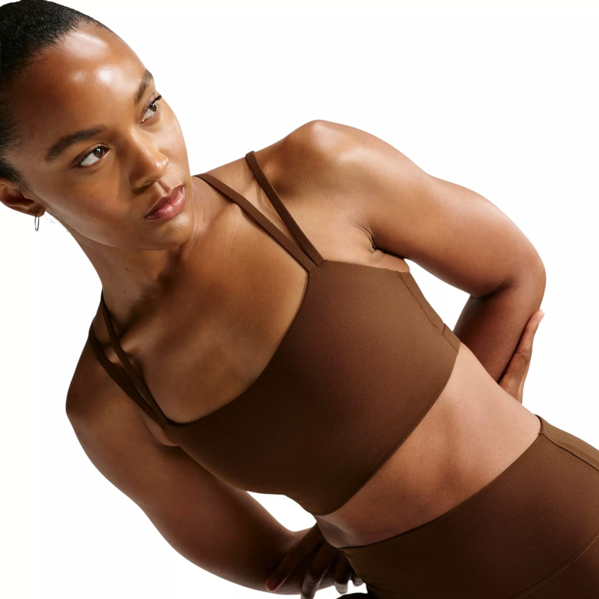 Nike Women's Zenvy Strappy Light-Support Padded Sports Bra - Brown - BROWN