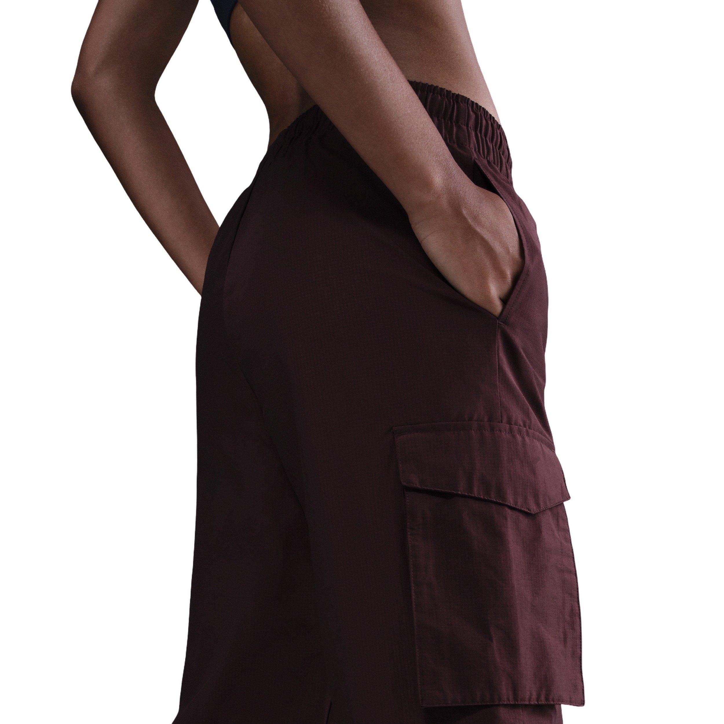Nike Women's Sportswear Everything Wovens Mid-Rise Cargo Pants - Burgundy - BURGUNDY Thumbnail View 2