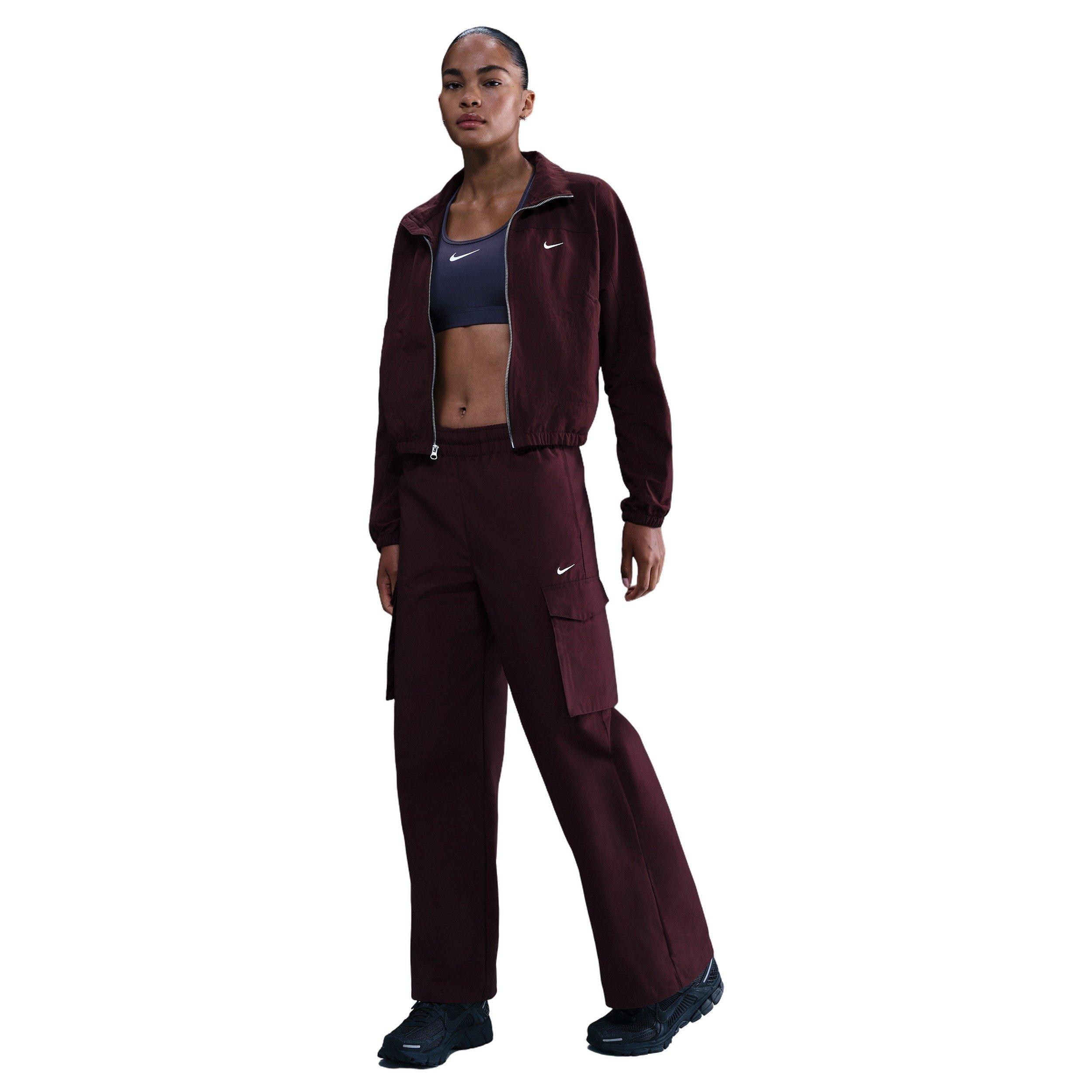 Nike Women's Sportswear Everything Wovens Mid-Rise Cargo Pants - Burgundy - BURGUNDY Thumbnail View 3