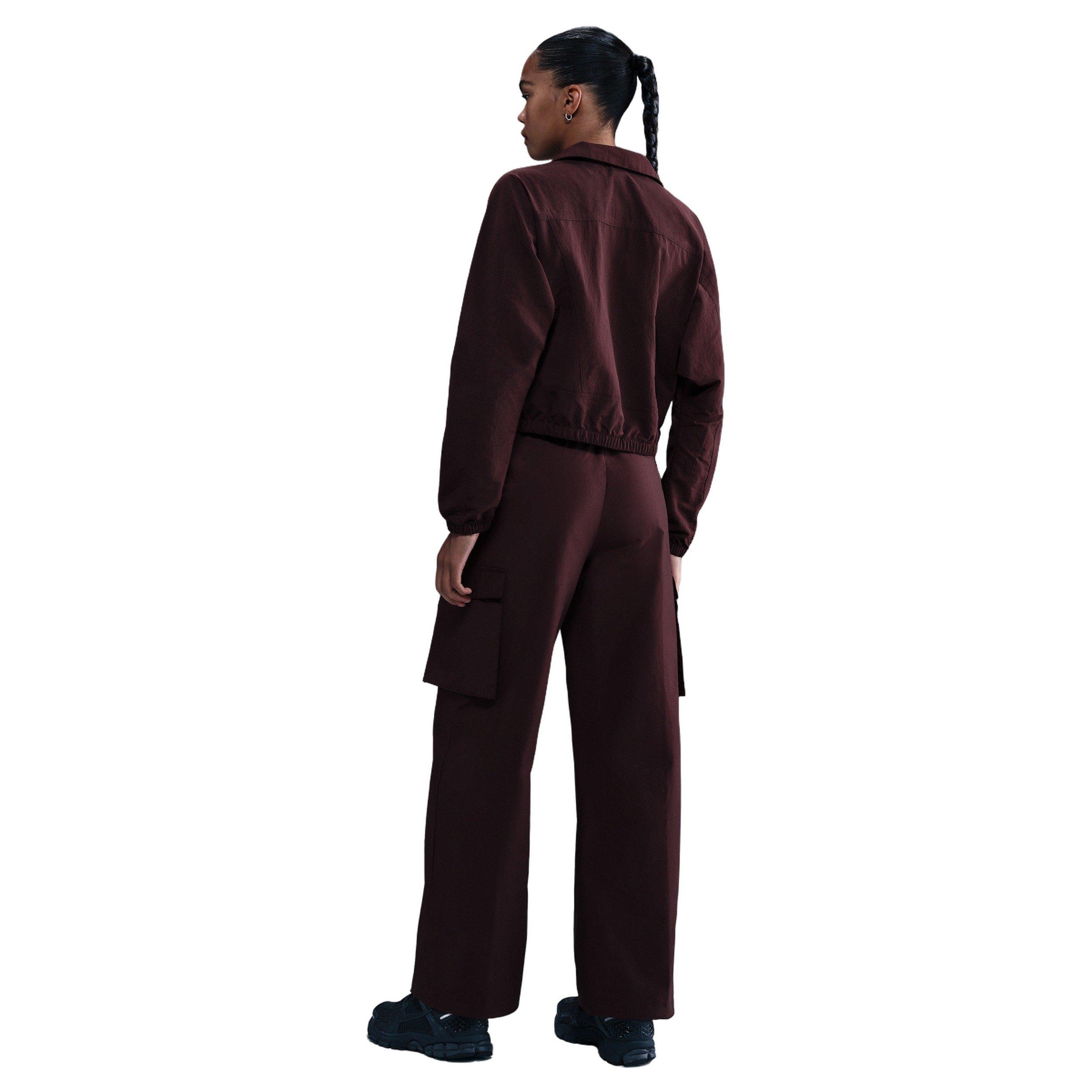 Nike Women's Sportswear Everything Wovens Mid-Rise Cargo Pants - Burgundy - BURGUNDY Thumbnail View 4
