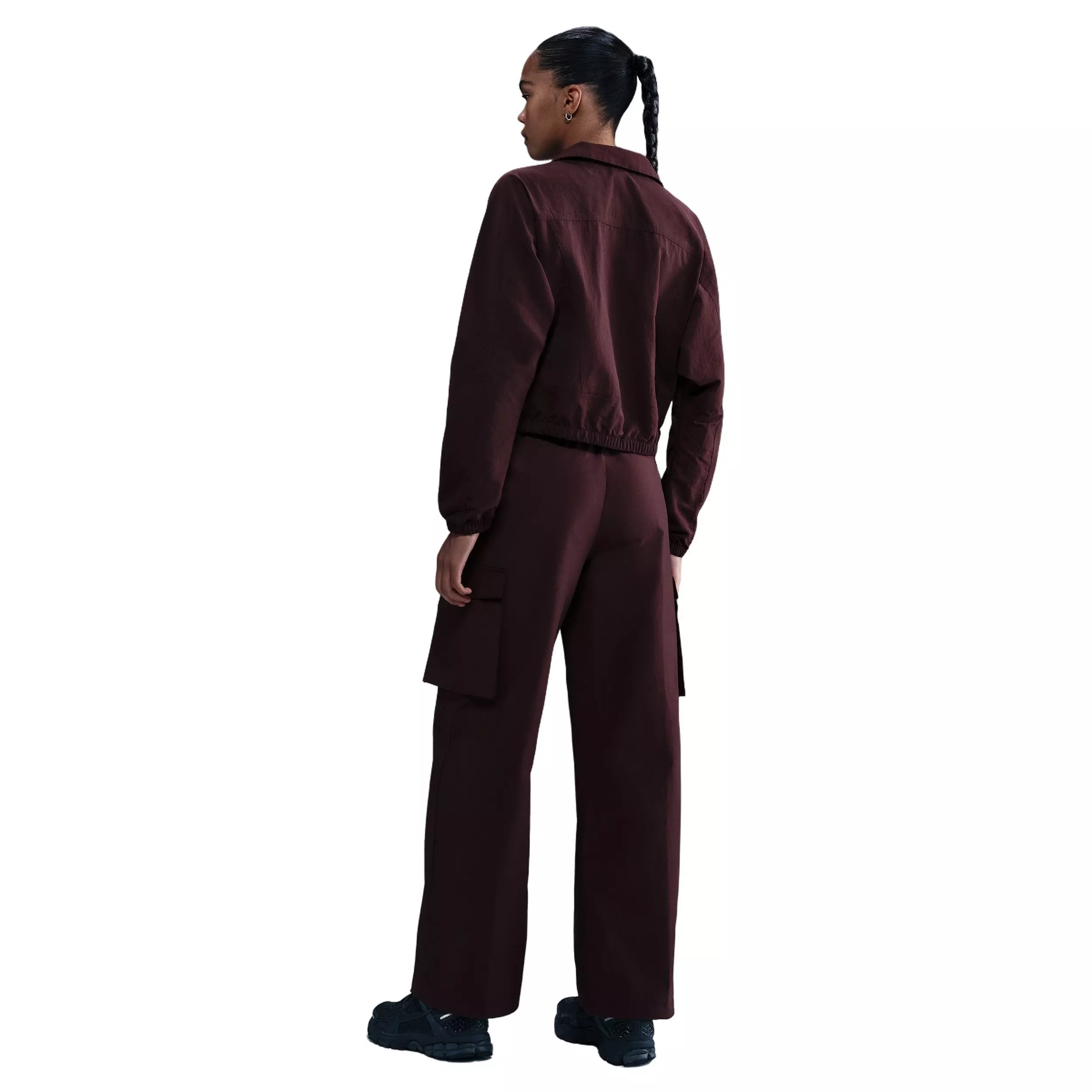 Nike Women's Sportswear Everything Wovens Mid-Rise Cargo Pants - Burgundy - BURGUNDY