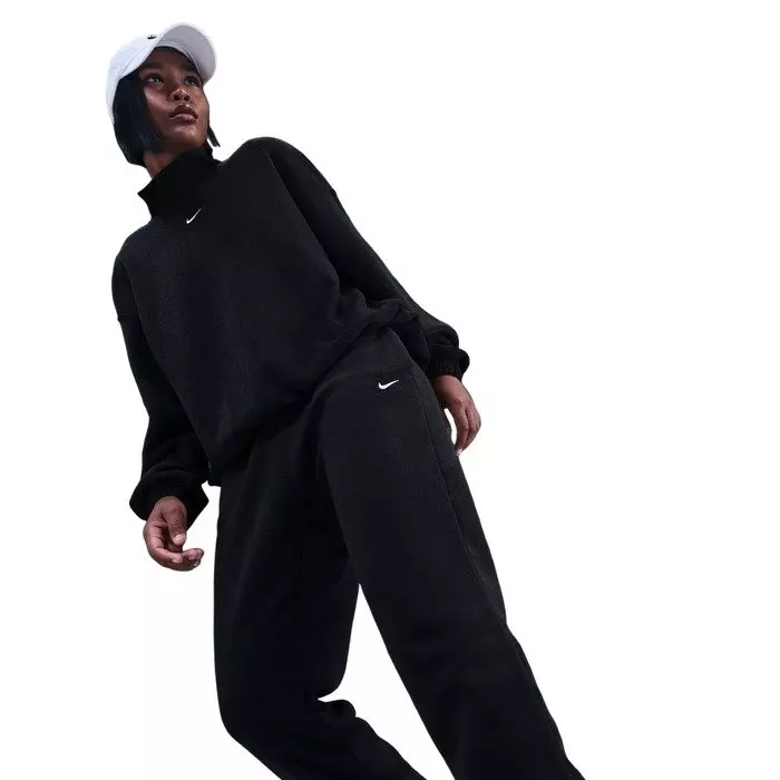 Nike Women's Sportswear Phoenix Plush Mid-Rise Cozy Fleece Joggers - Black - BLACK