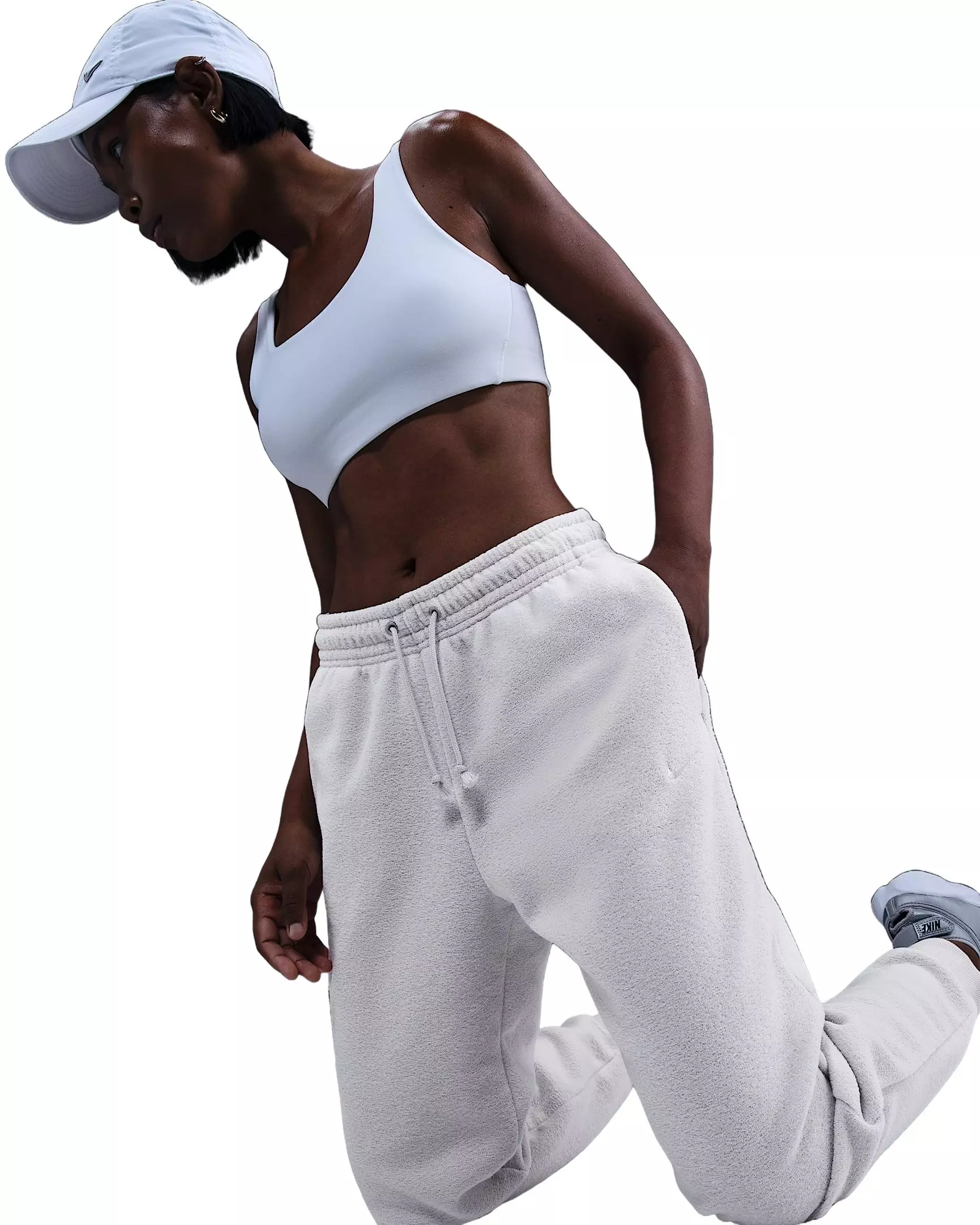 Nike Women's Sportswear Phoenix Plush Mid-Rise Cozy Fleece Joggers - Lt Bone - LT BONE