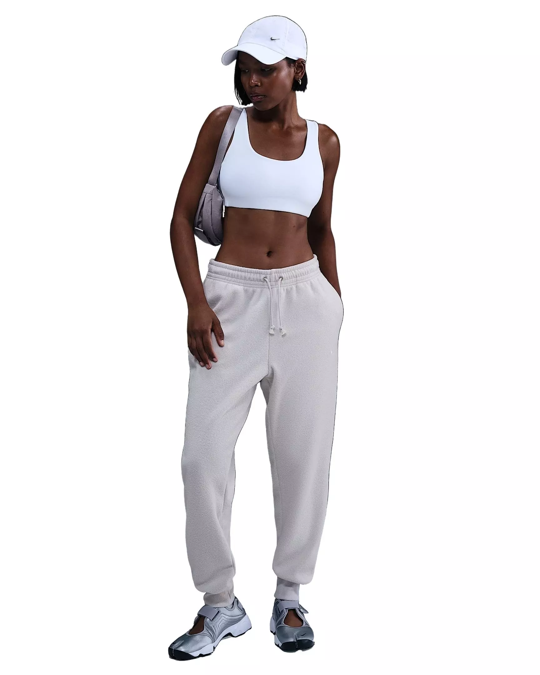 Nike Women's Sportswear Phoenix Plush Mid-Rise Cozy Fleece Joggers - Lt Bone - LT BONE