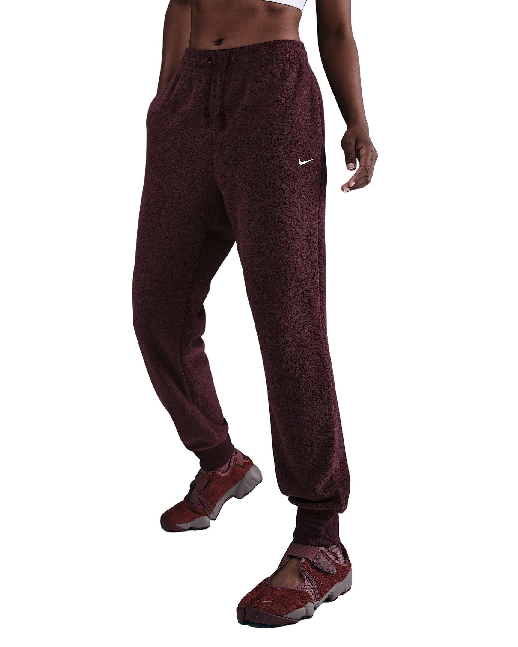 Nike Women's Sportswear Phoenix Plush Mid-Rise Cozy Fleece Joggers - Burgundy - BURGUNDY Thumbnail View 1