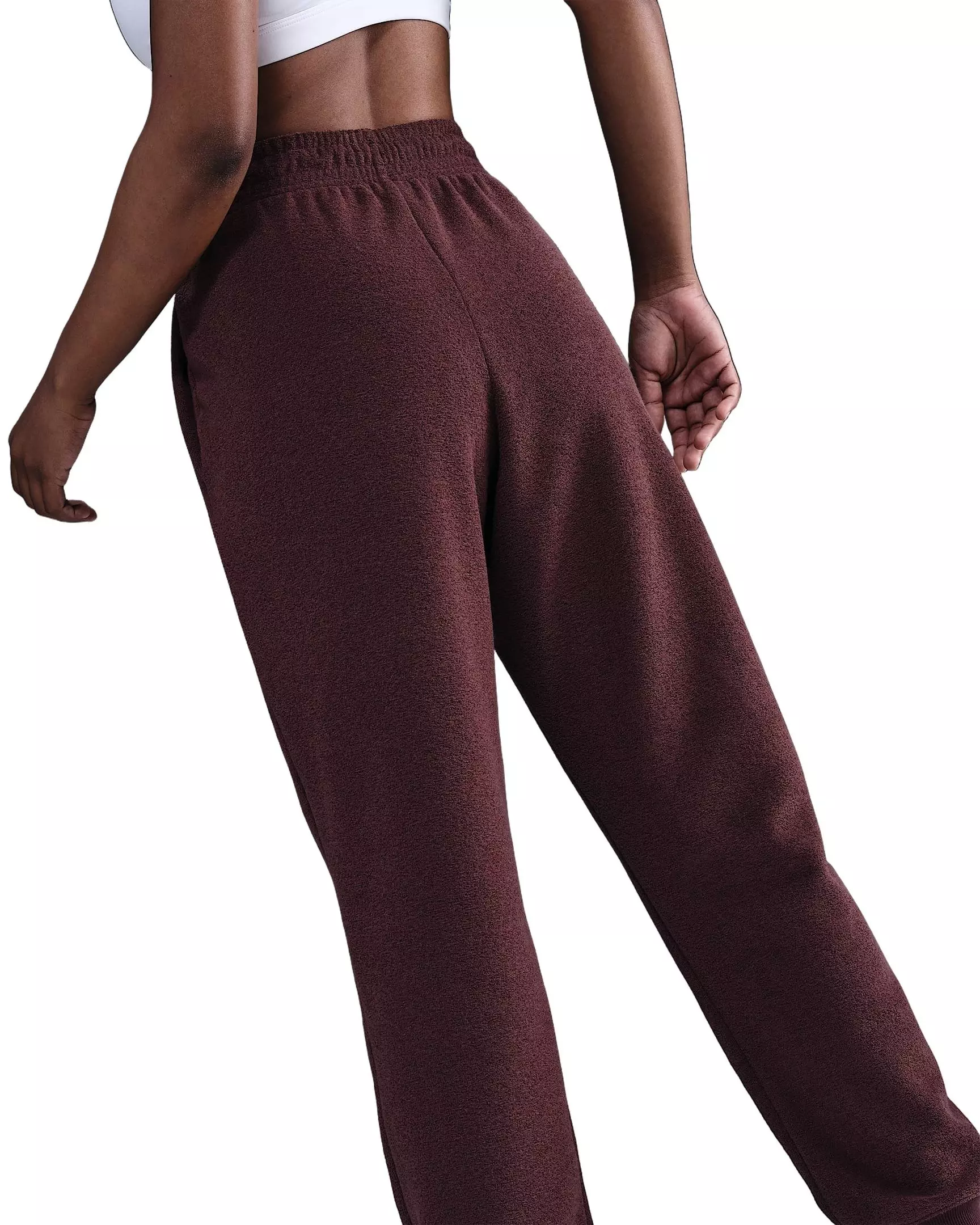 Nike Women's Sportswear Phoenix Plush Mid-Rise Cozy Fleece Joggers - Burgundy - BURGUNDY