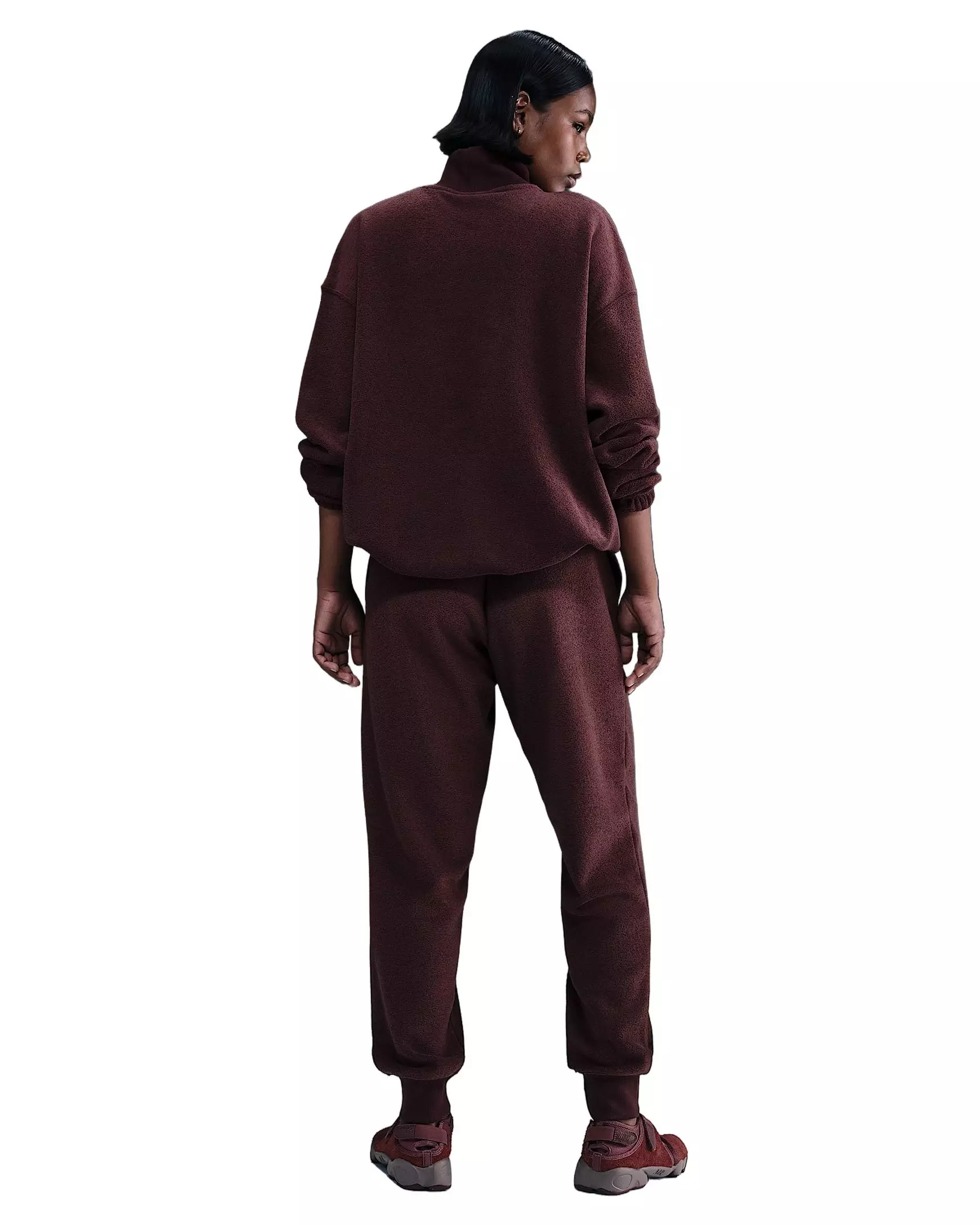 Nike Women's Sportswear Phoenix Plush Mid-Rise Cozy Fleece Joggers - Burgundy - BURGUNDY