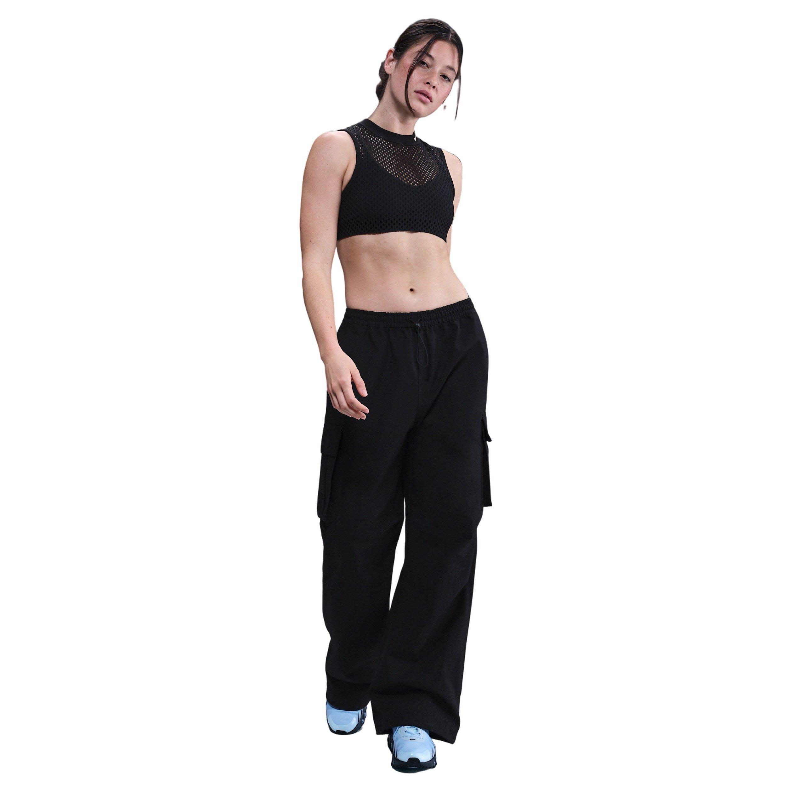 Nike Women's Sportswear Mid-Rise Oversized Woven Cargo Pants - Black - BLACK Thumbnail View 1