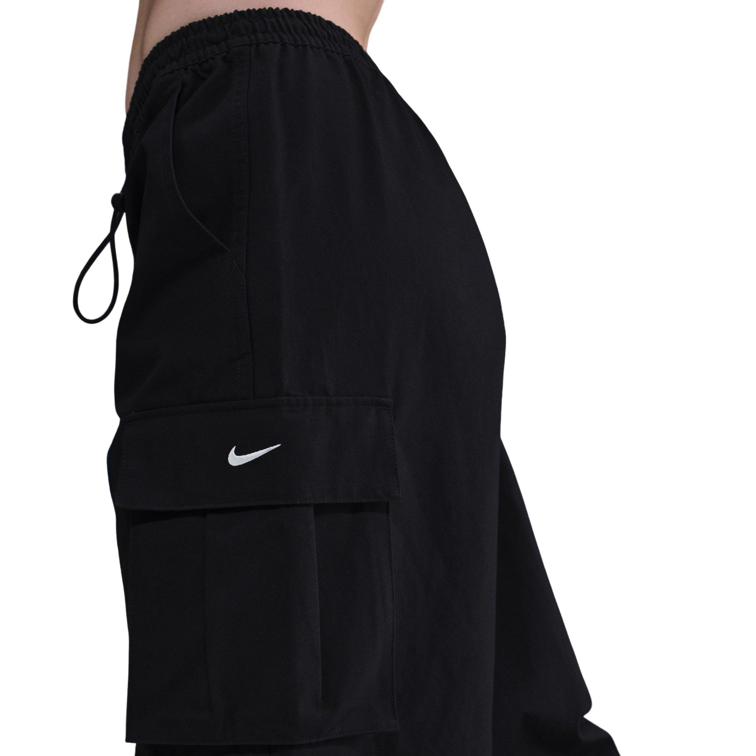 Nike Women's Sportswear Mid-Rise Oversized Woven Cargo Pants - Black - BLACK Thumbnail View 4