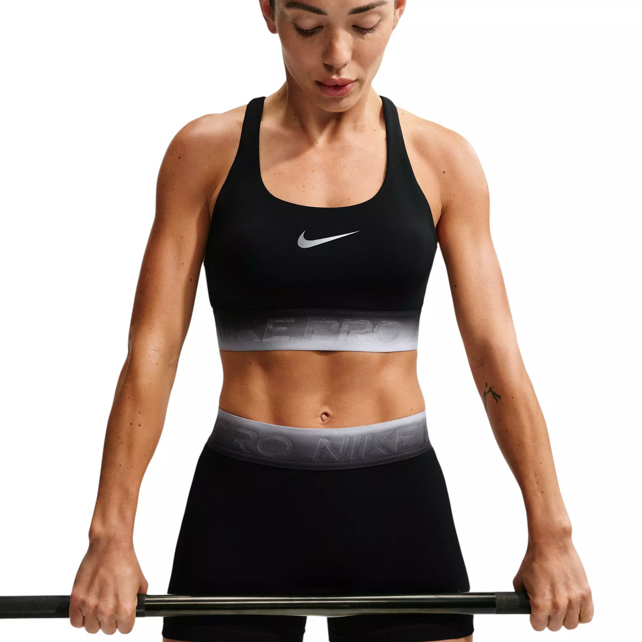 Nike Women's Pro Lt Support Non-Padded Gradient Sports Bra - Black/Grey - BLACK/GREY