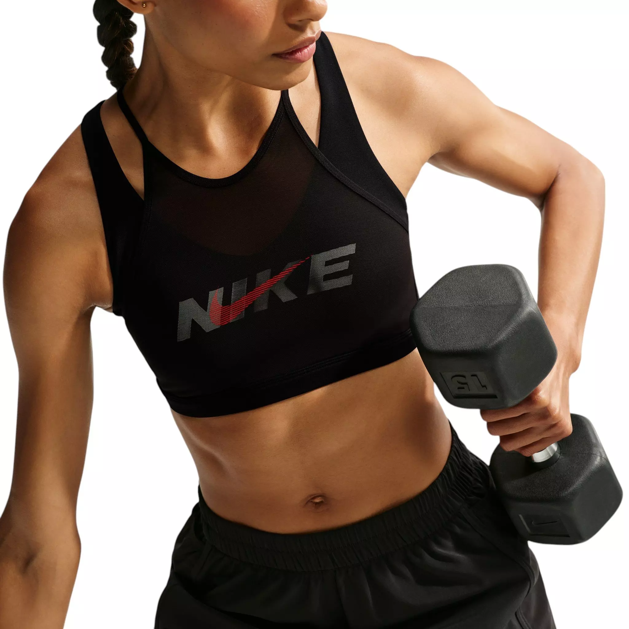 Nike Women's One Lt-Support Padded Sports Bra - Black/Grey - BLACK/GREY