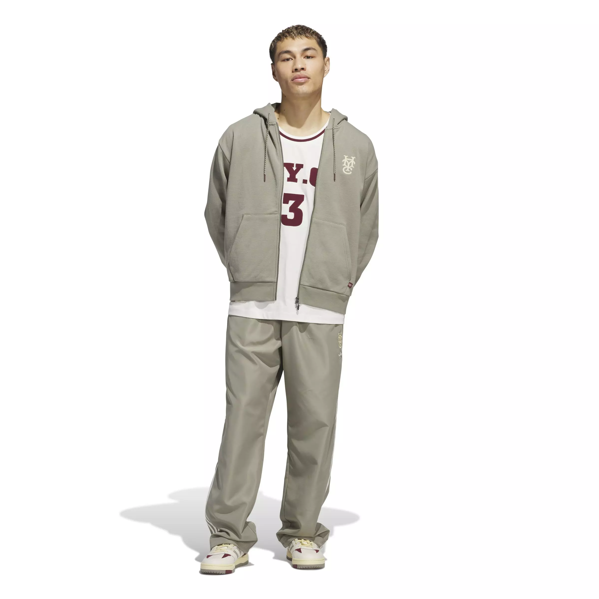 adidas Men's Hoop York City Full Zip Jacket-Green - GREEN