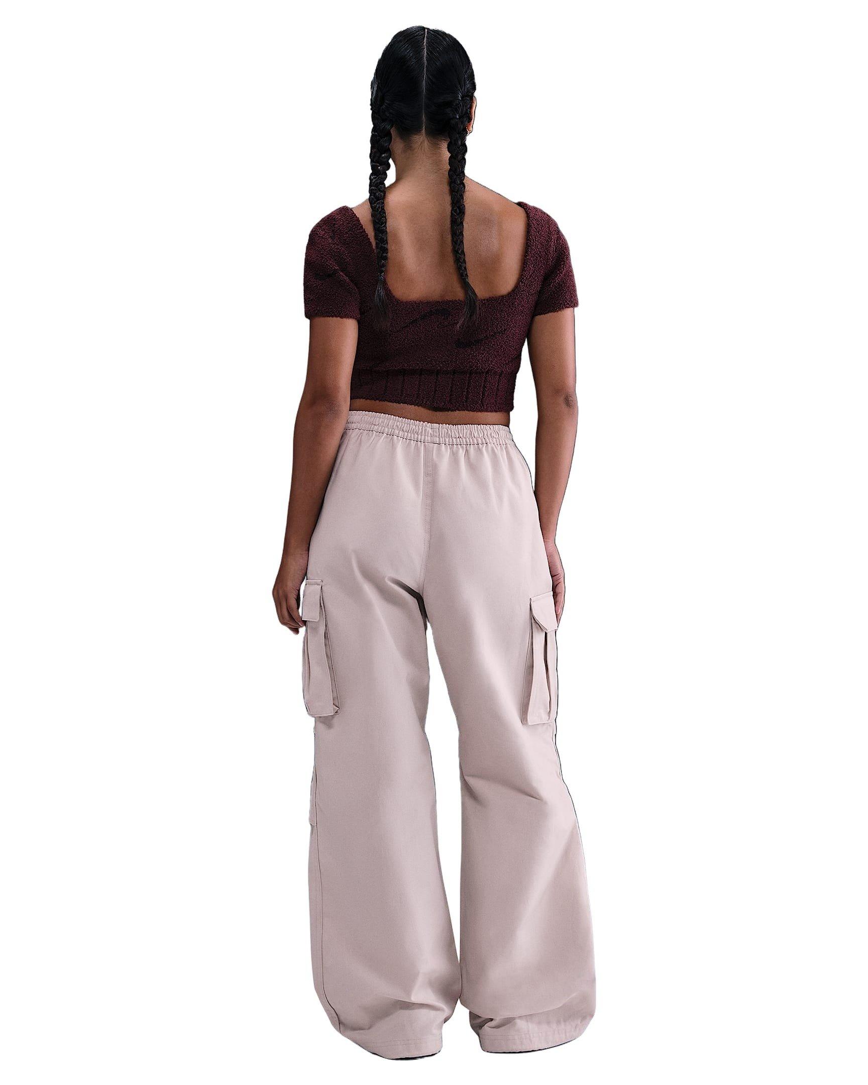 Nike Women's Sportswear Mid-Rise Oversized Woven Cargo Pants - Pink - PINK Thumbnail View 2