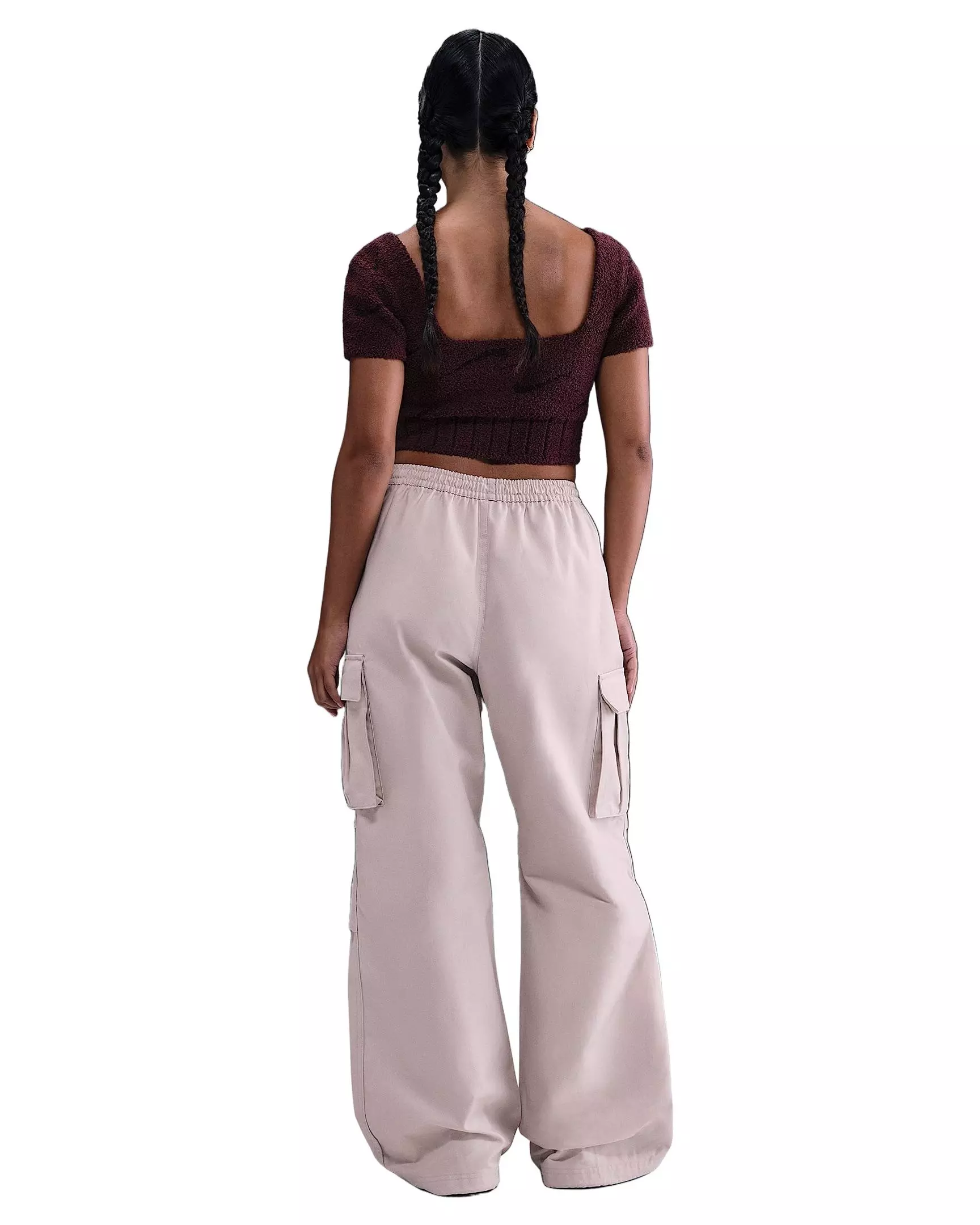 Nike Women's Sportswear Mid-Rise Oversized Woven Cargo Pants - Pink - PINK