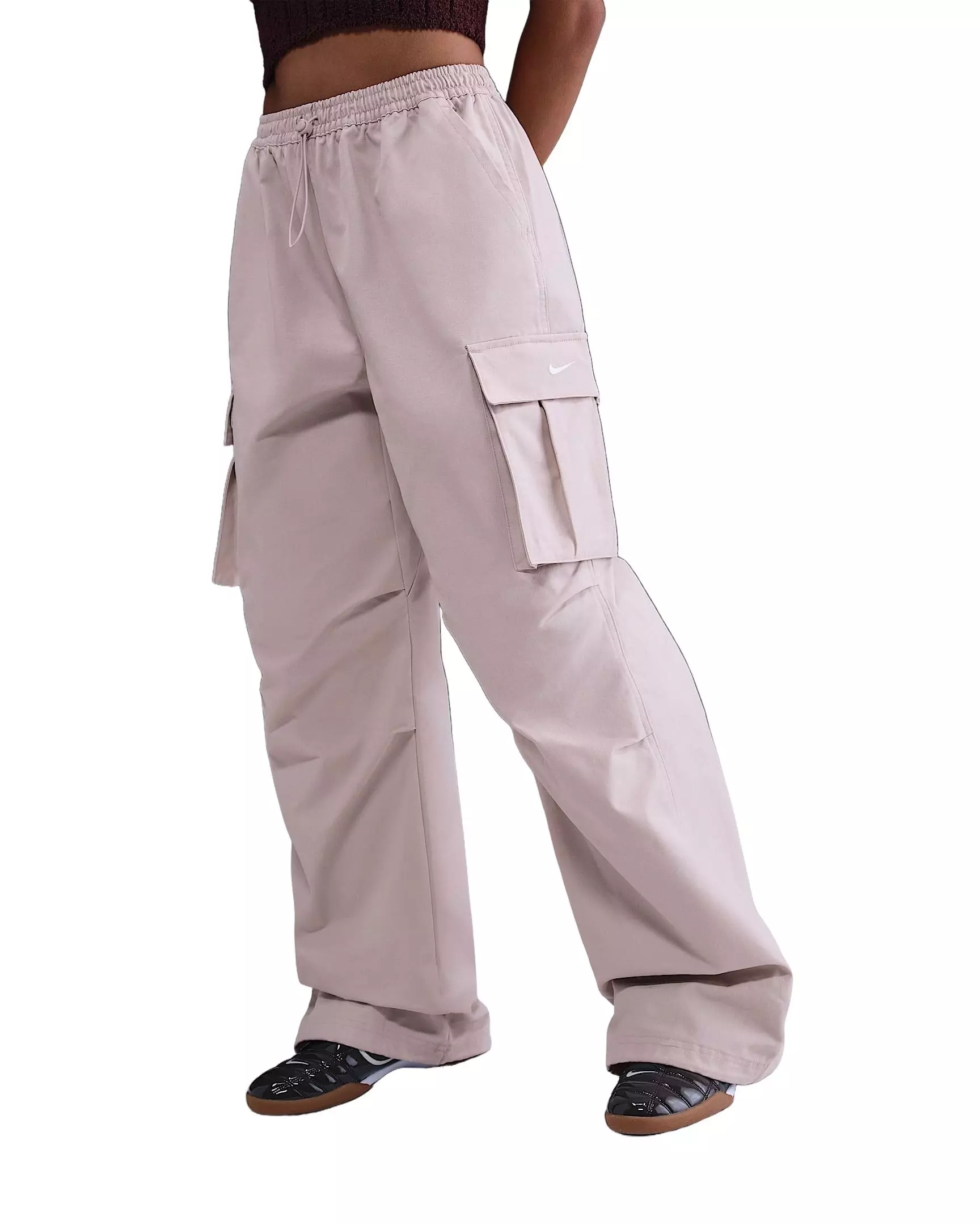 Nike Women's Sportswear Mid-Rise Oversized Woven Cargo Pants - Pink - PINK