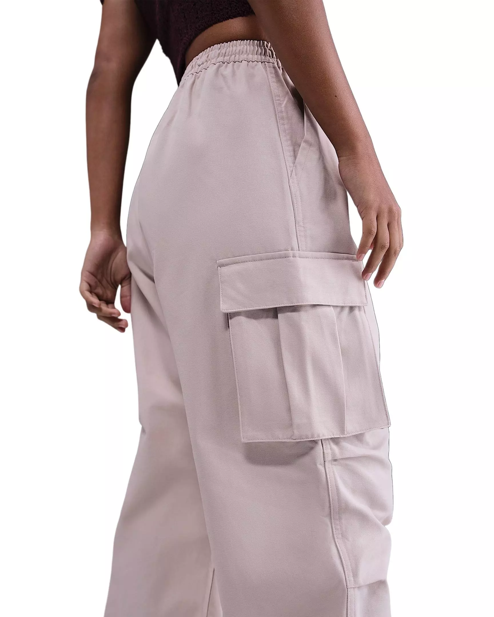 Nike Women's Sportswear Mid-Rise Oversized Woven Cargo Pants - Pink - PINK