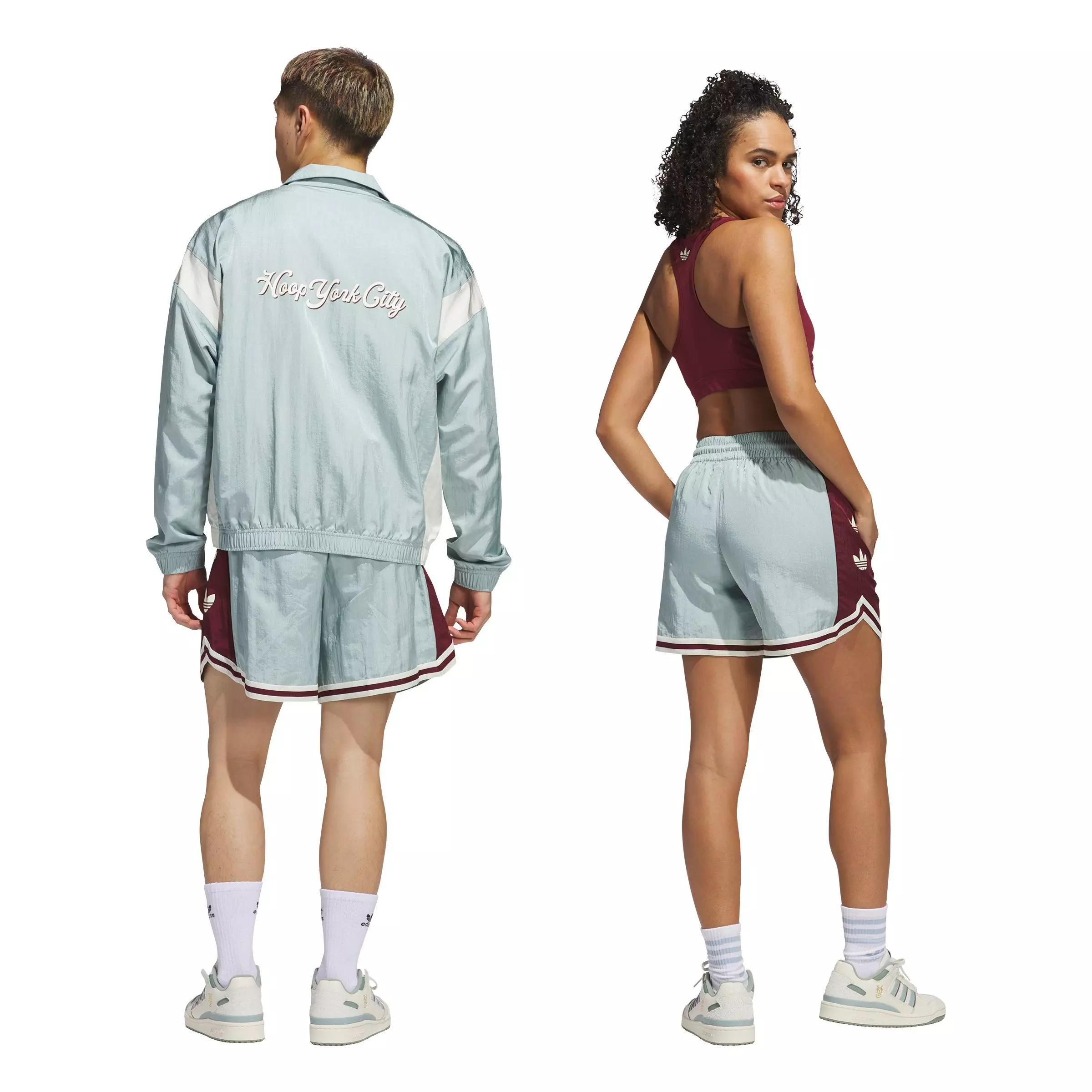 adidas Originals Men's Hoop and York City Woven Shorts-Green - GREEN