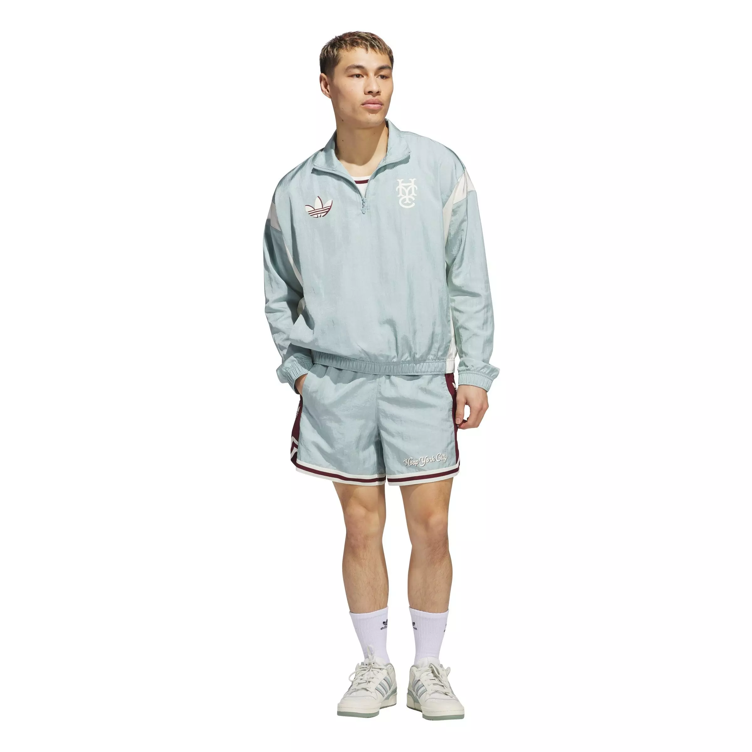 adidas Originals Men's Hoop and York City Woven Shorts-Green - GREEN