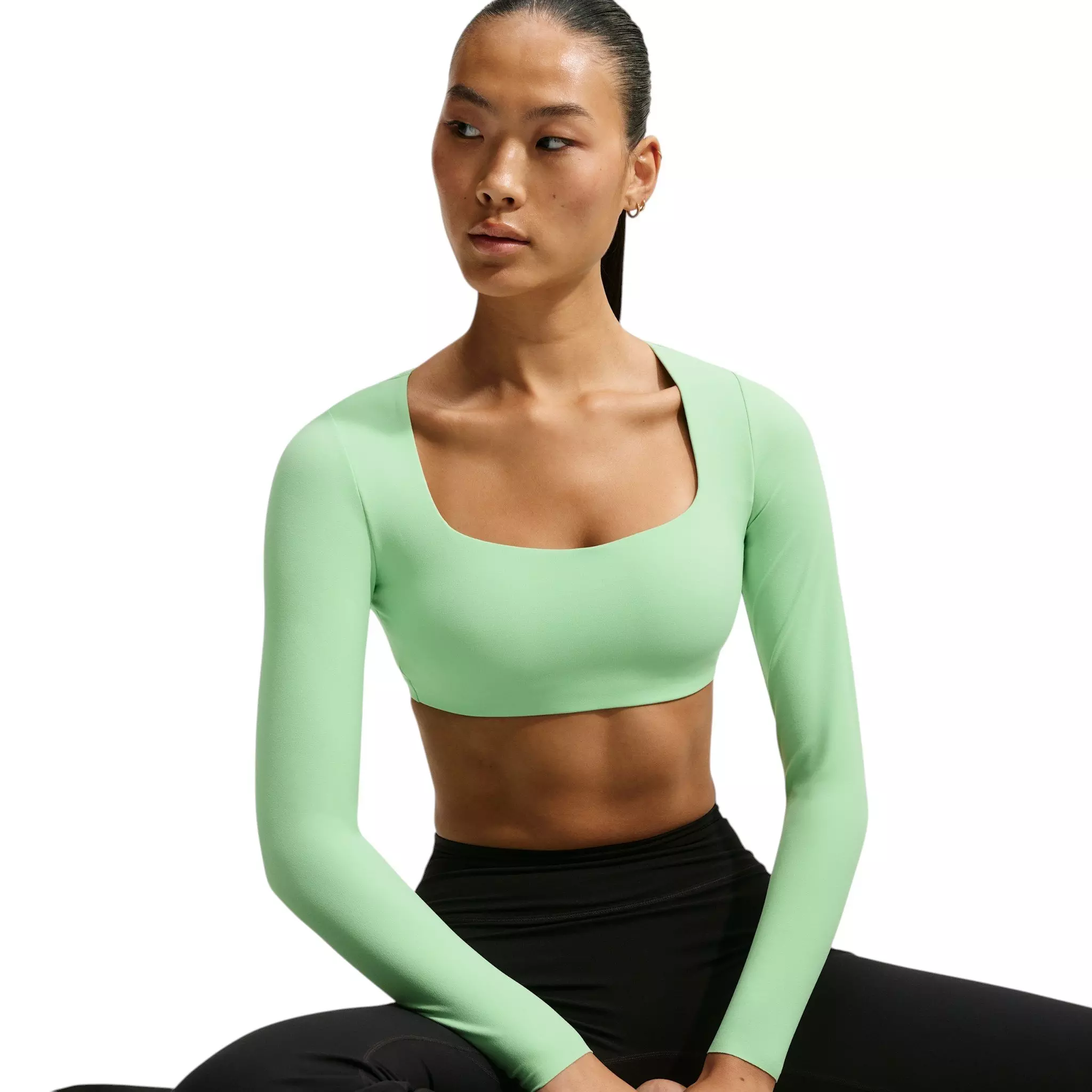 Nike Women's Zenvy Lt-Support Padded Long-Sleeve Sports Bra - Green - GREEN