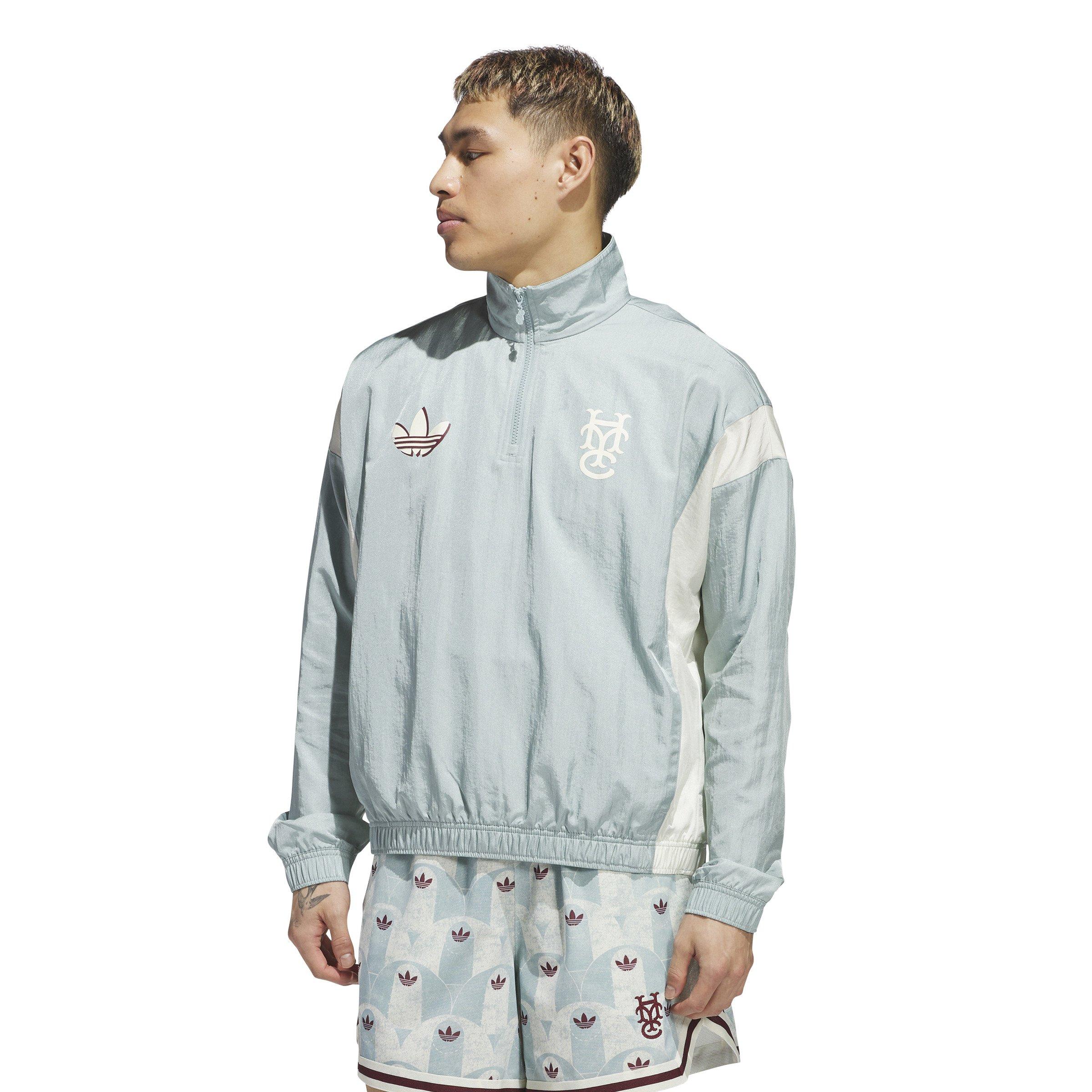 adidas Men's Hoop York City 1/2 Zip Woven Jacket-Green - GREEN Thumbnail View 1