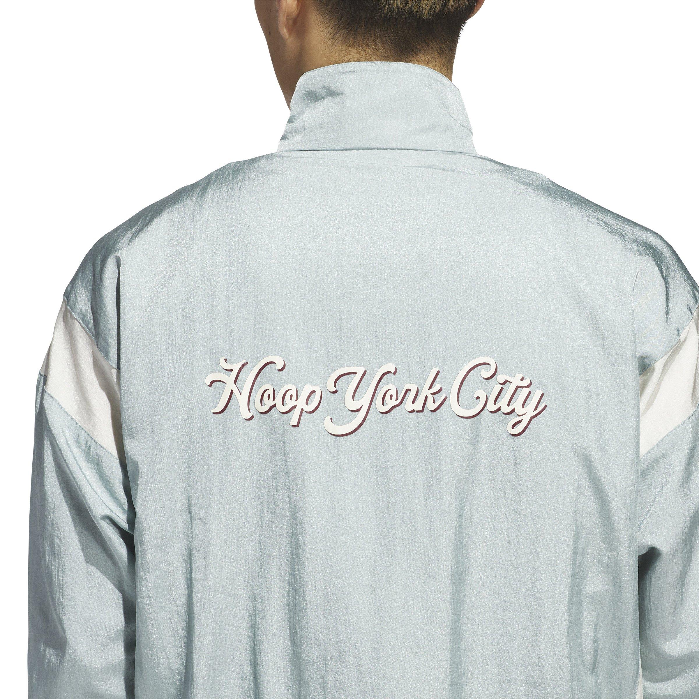 adidas Men's Hoop York City 1/2 Zip Woven Jacket-Green - GREEN Thumbnail View 6