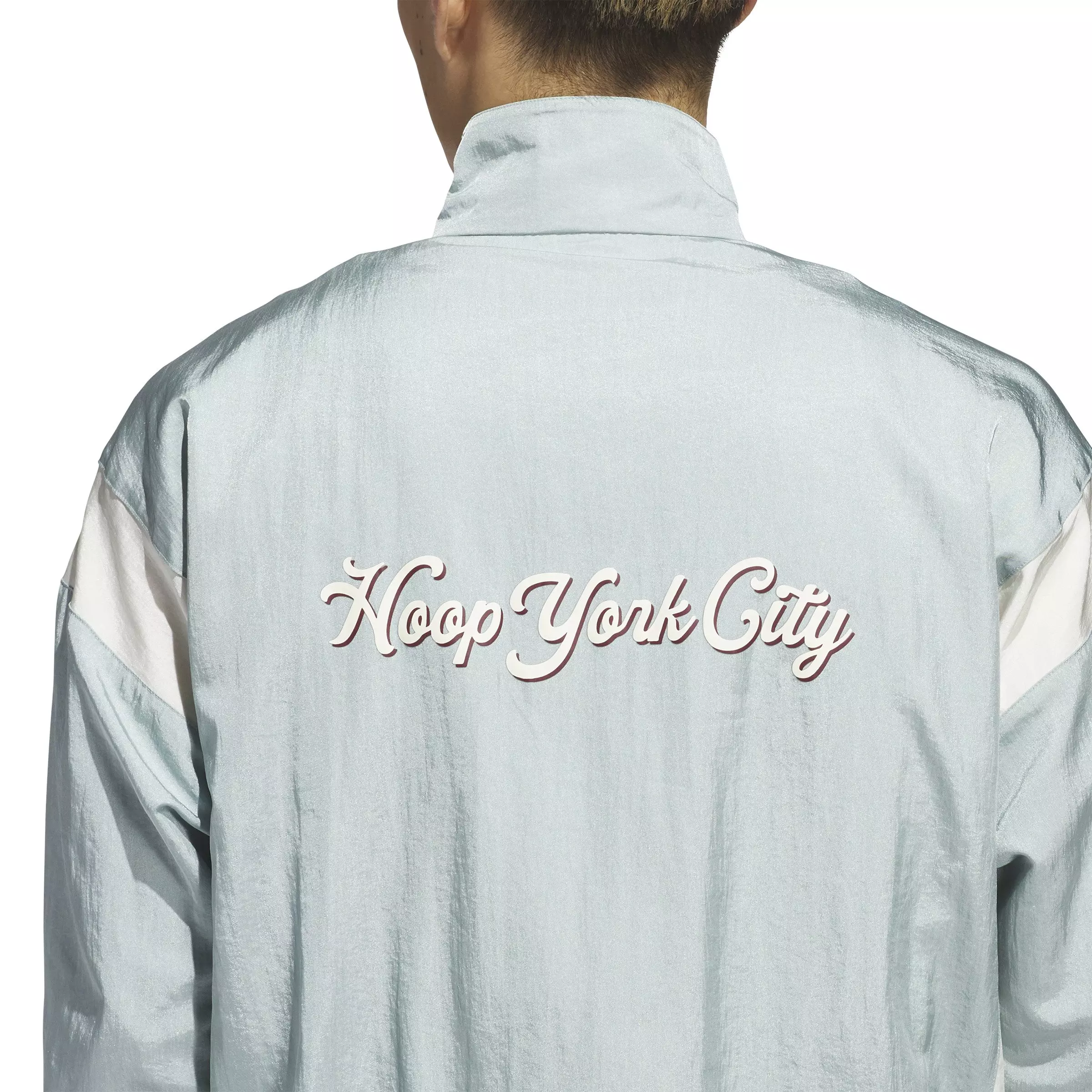 adidas Men's Hoop York City 1/2 Zip Woven Jacket-Green - GREEN