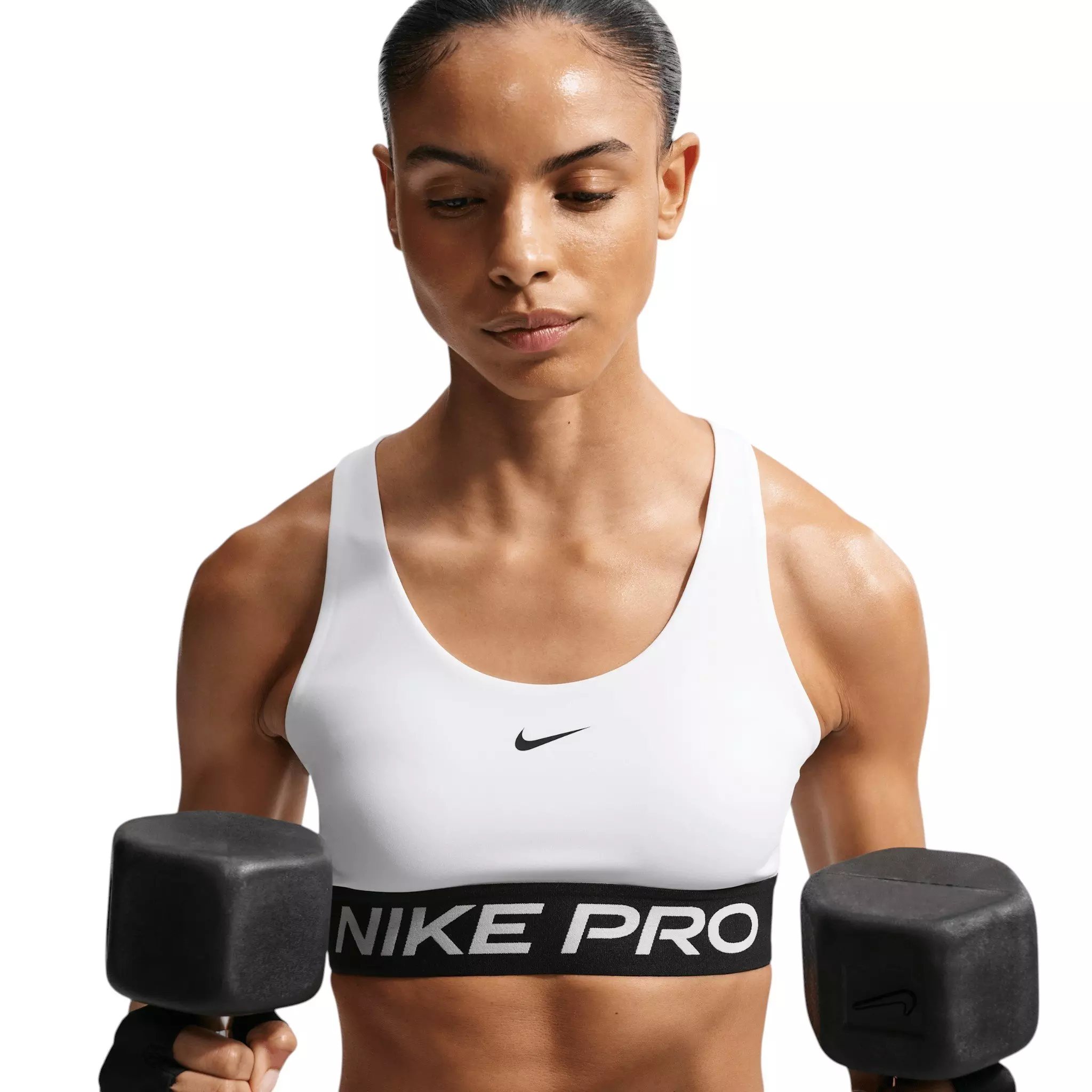 Nike Women's Pro 365 Lt-Support Non-Padded Sports Bra - White/Black - WHITE/BLACK