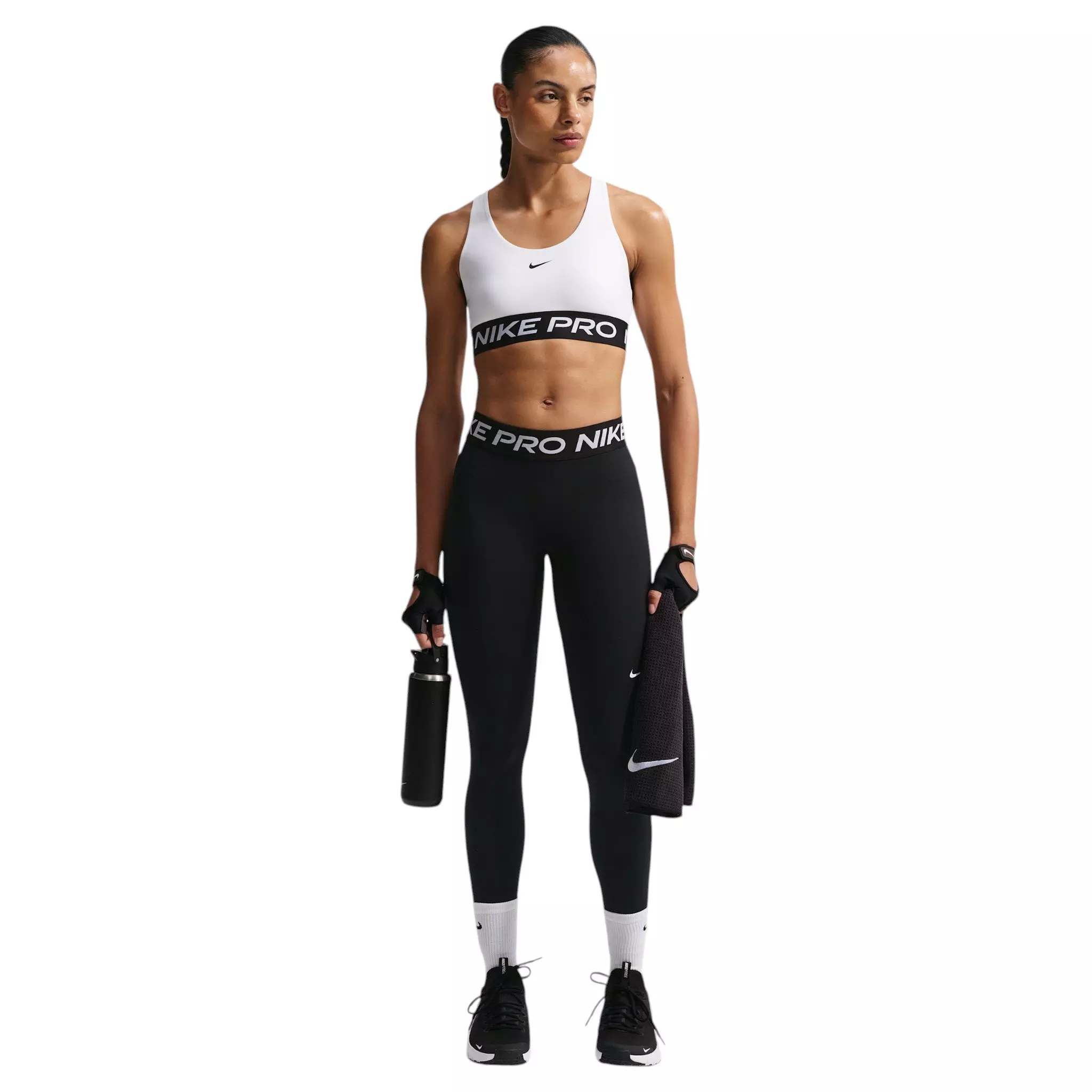 Nike Women's Pro 365 Lt-Support Non-Padded Sports Bra - White/Black - WHITE/BLACK