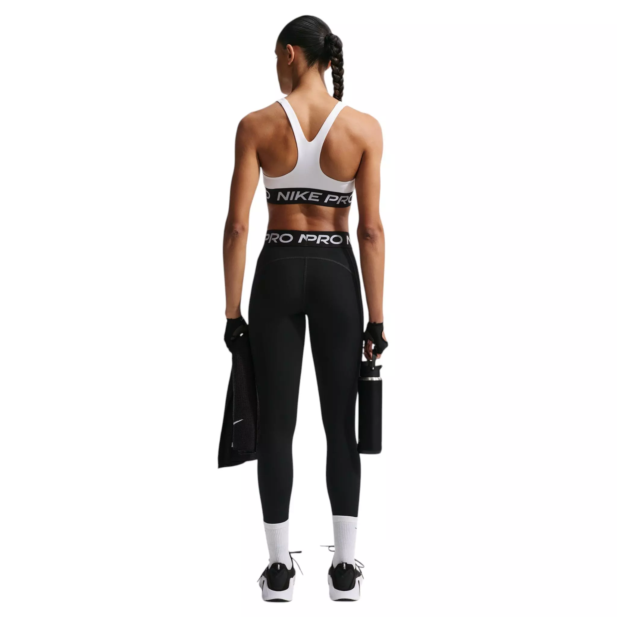 Nike Women's Pro 365 Lt-Support Non-Padded Sports Bra - White/Black - WHITE/BLACK