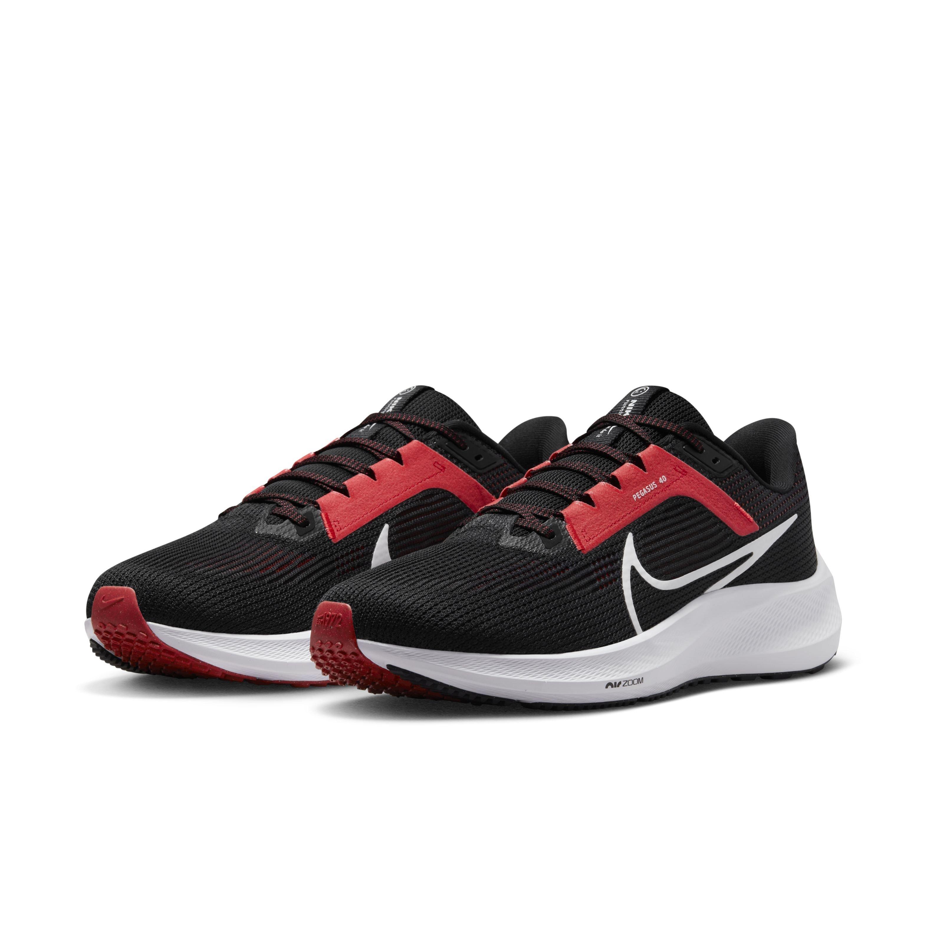 Nike Pegasus 40 "Black/Light Crimson/White" Men's Running Shoe - BLACK/LT CRIMSON/WHITE Thumbnail View 3