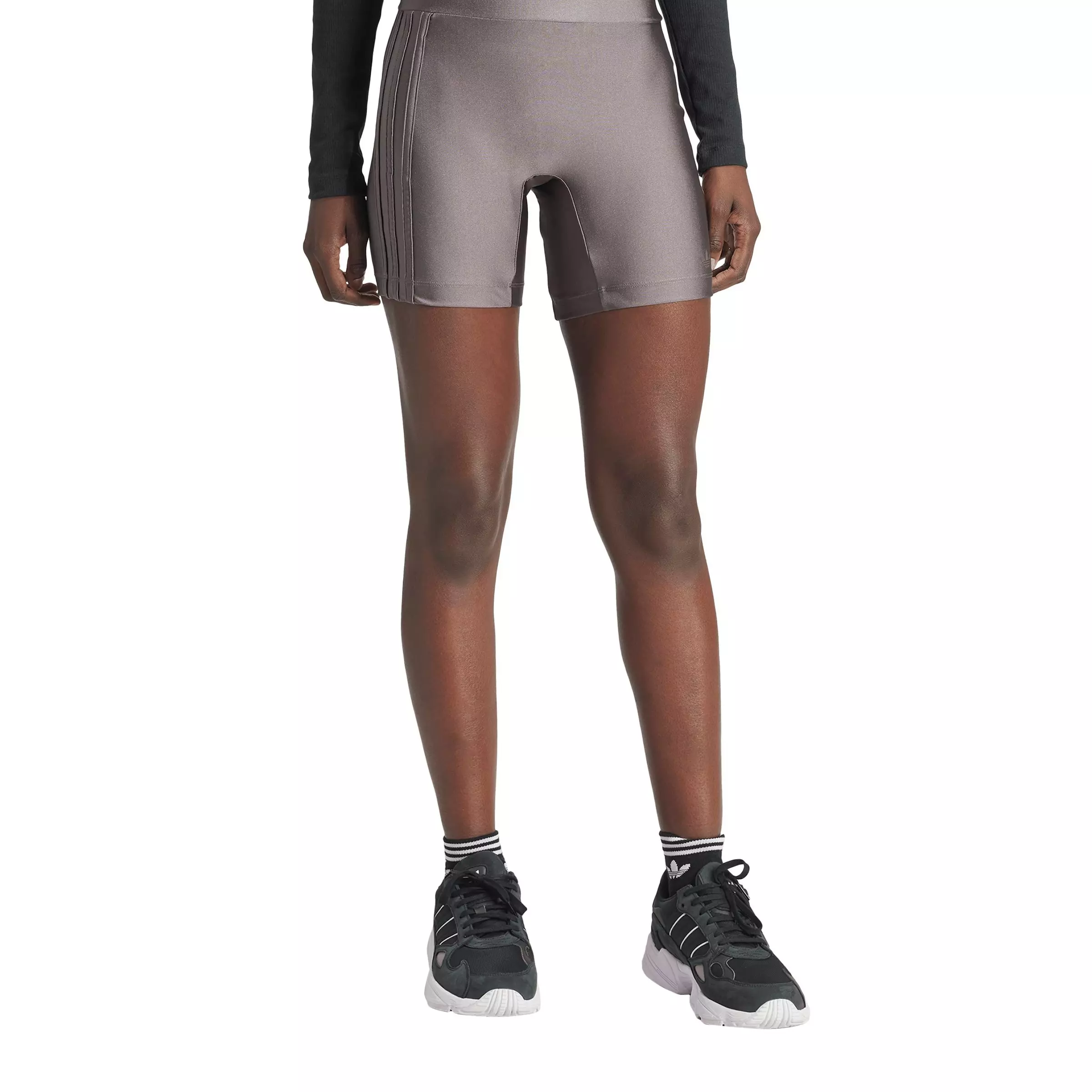 adidas Women's Originals Fashion 3-Stripes Spandex Cycling Shorts - Brown - BROWN