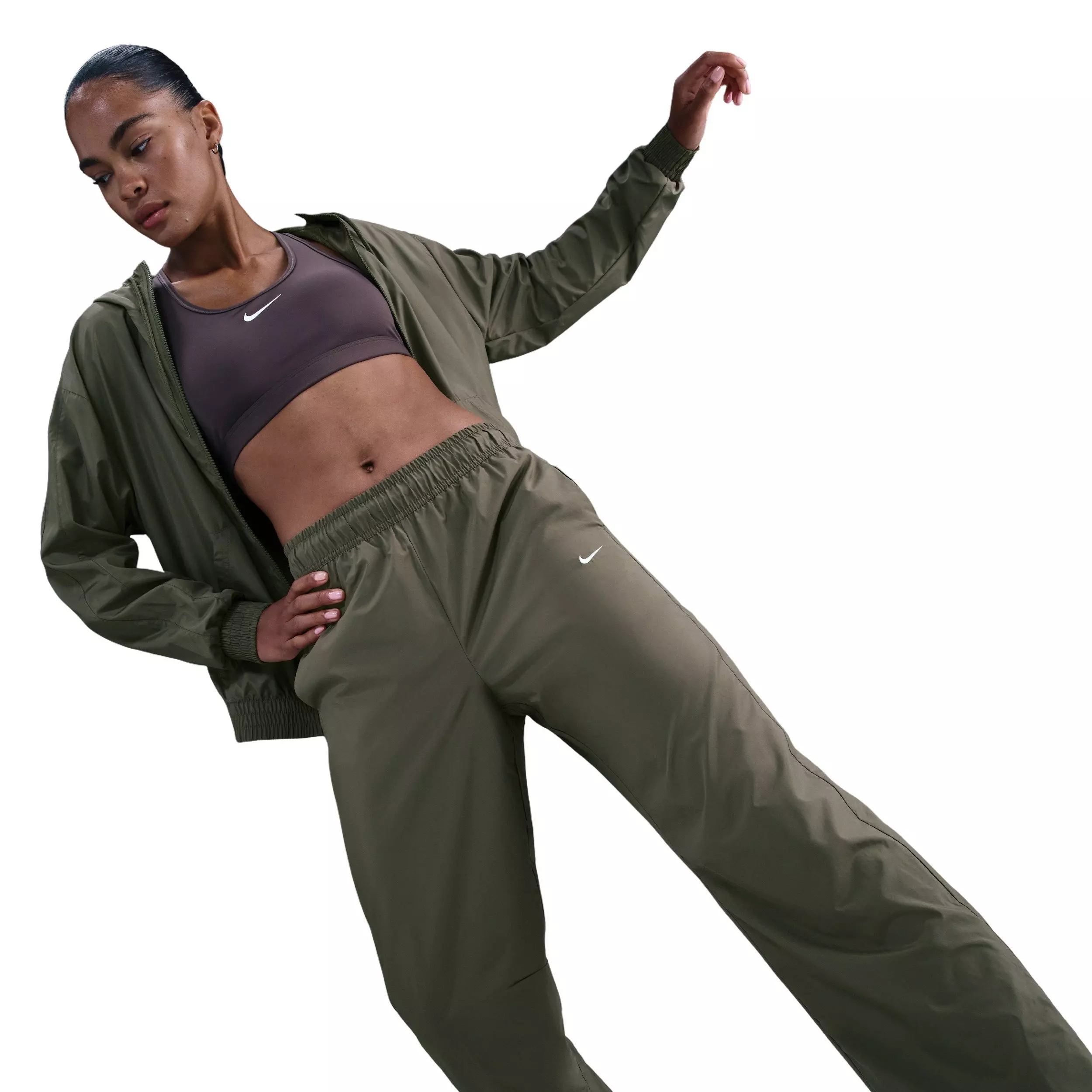 Nike Women's Sportswear Classic Mid-Rise Open-Hem Pants - Green - GREEN