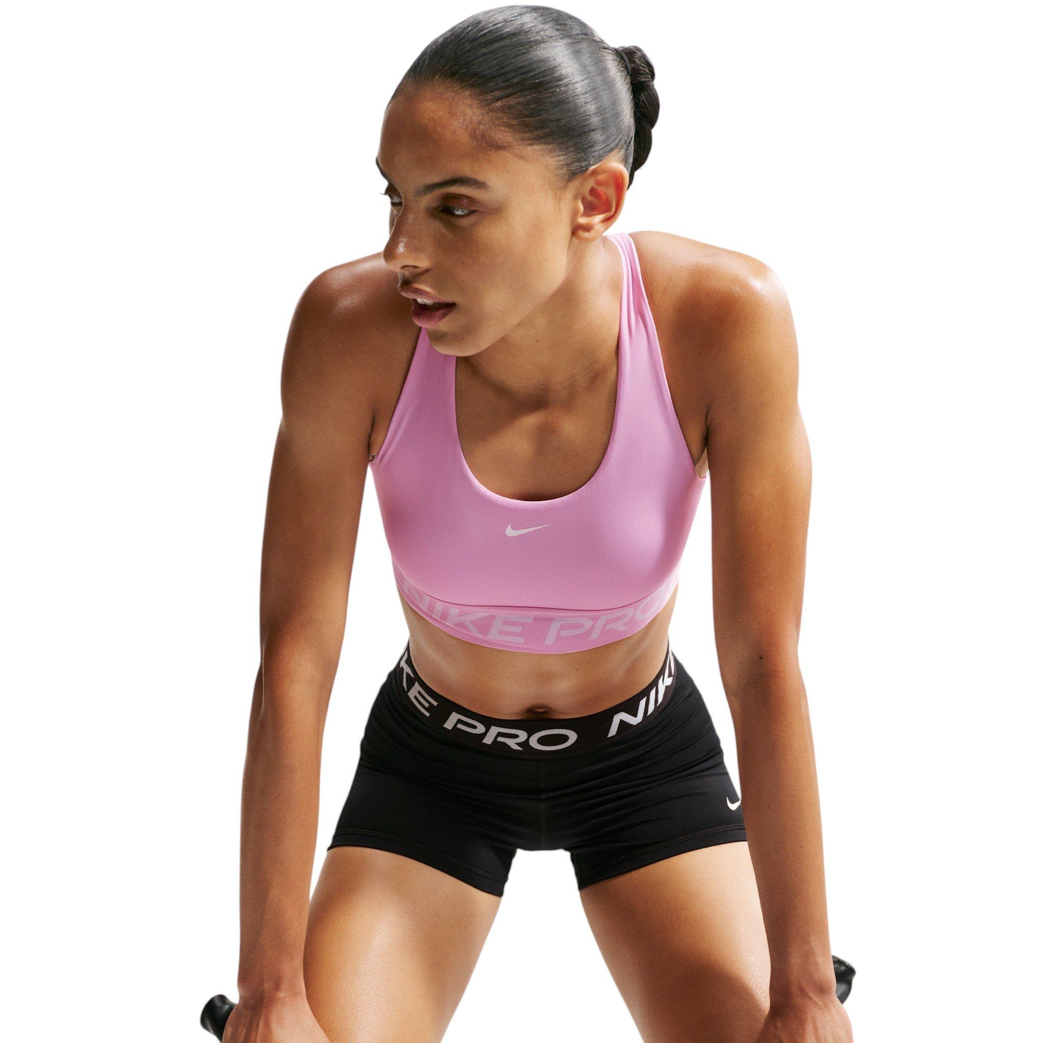 Nike Women's Pro 365 Lt-Support Non-Padded Sports Bra - Pink/White - PINK/WHITE Thumbnail View 3