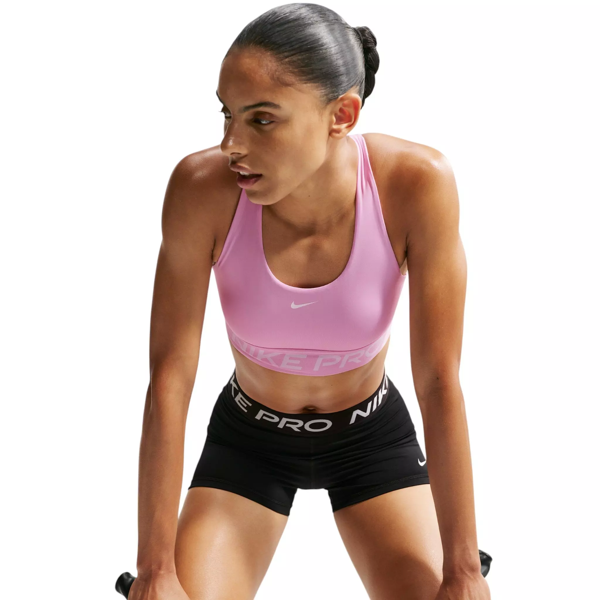 Nike Women's Pro 365 Lt-Support Non-Padded Sports Bra - Pink/White - PINK/WHITE
