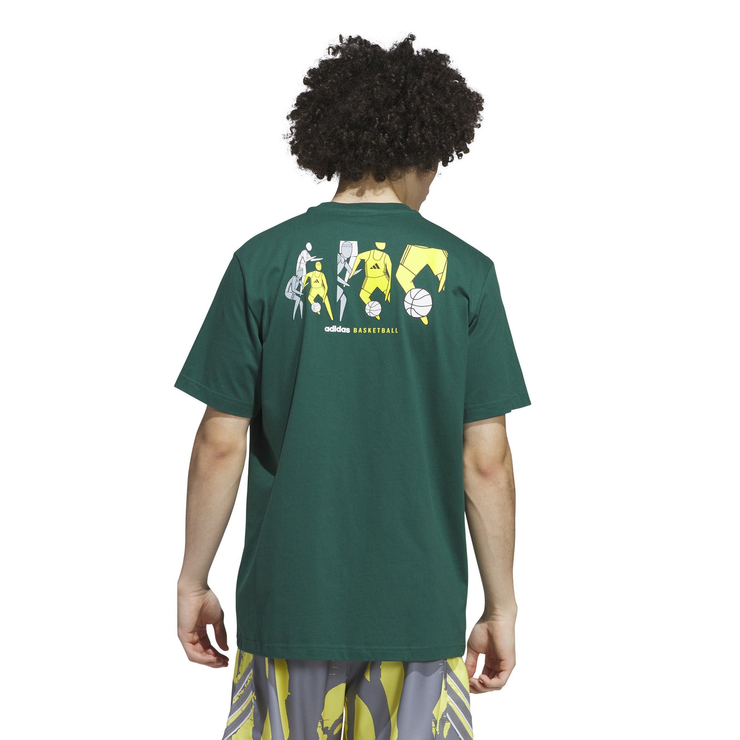 adidas Men's Hoops For All Graphic Tee-Green - GREEN Thumbnail View 2