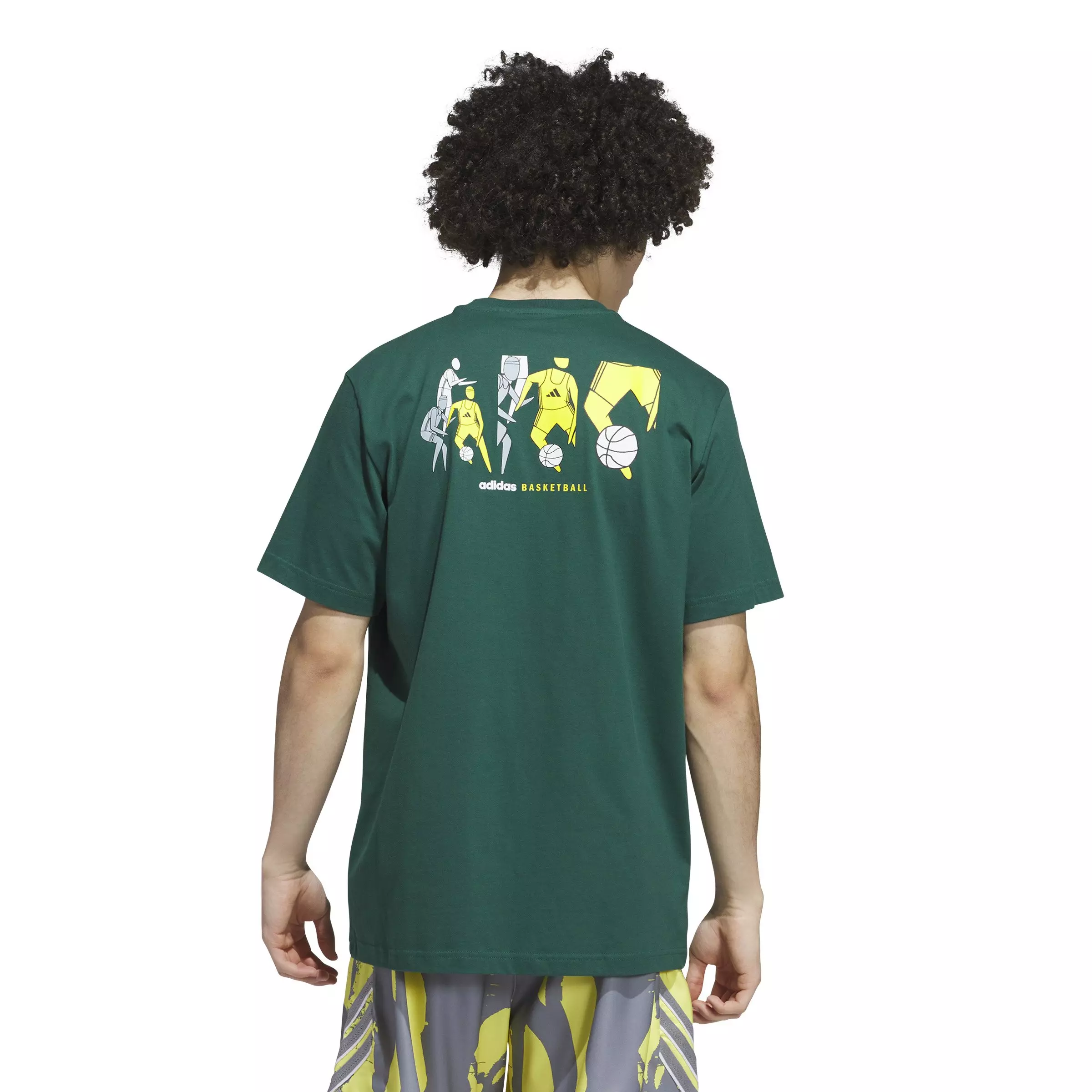adidas Men's Hoops For All Graphic Tee-Green - GREEN