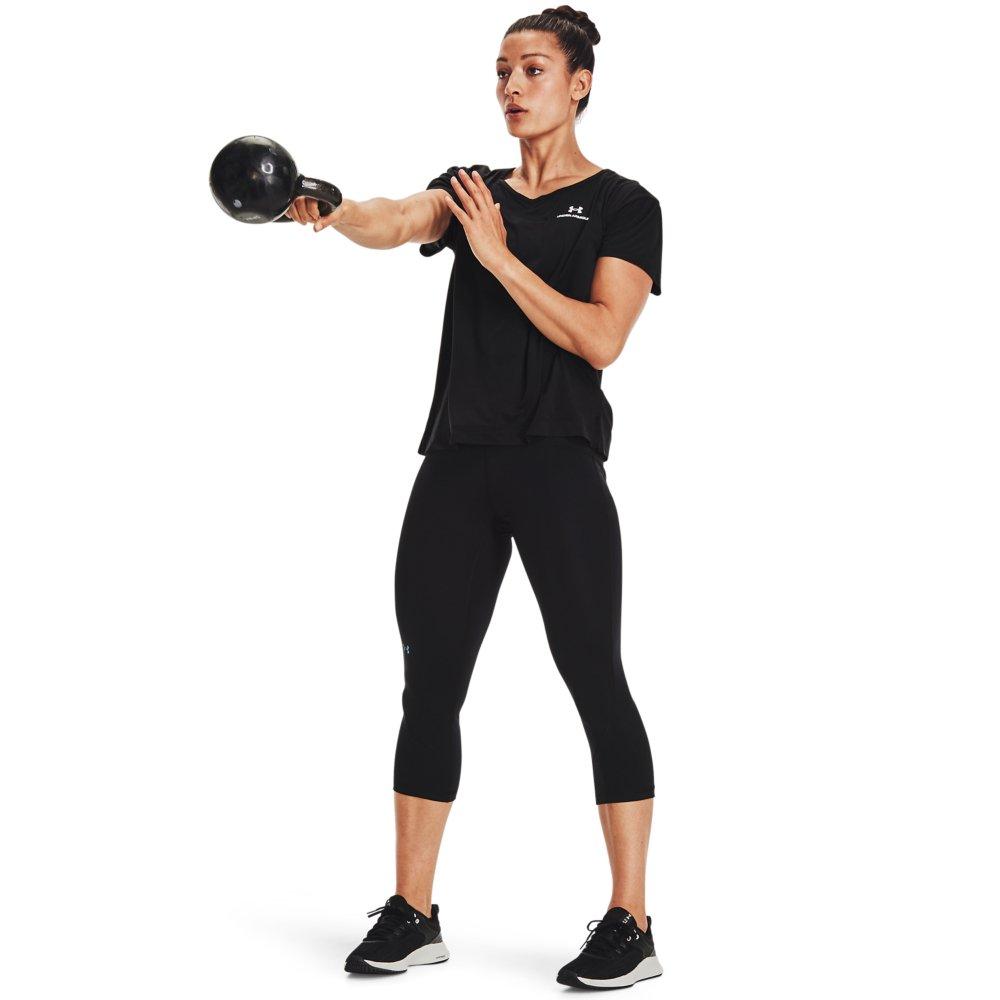 Under Armour Women's RUSH Energy Core Short Sleeve T-Shirt - BLACK/WHITE Thumbnail View 7