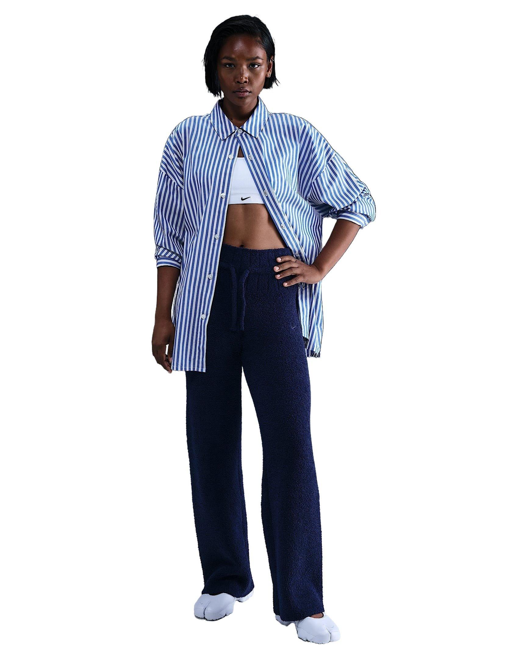 Nike Women's Sportswear Phoenix Cozy Boucl&eacute; Slim Knit Pants - Blue - BLUE Thumbnail View 1