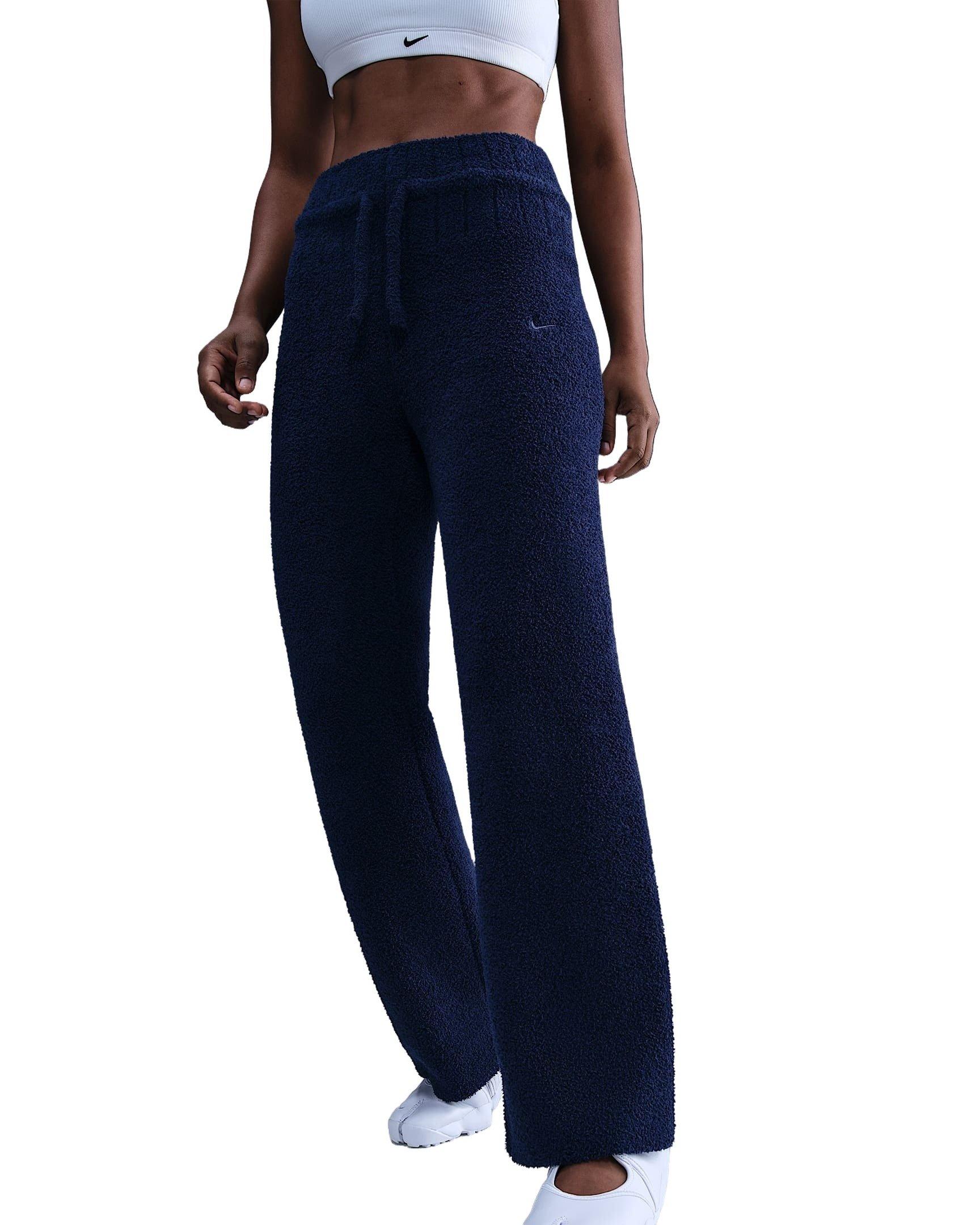 Nike Women's Sportswear Phoenix Cozy Boucl&eacute; Slim Knit Pants - Blue - BLUE Thumbnail View 3