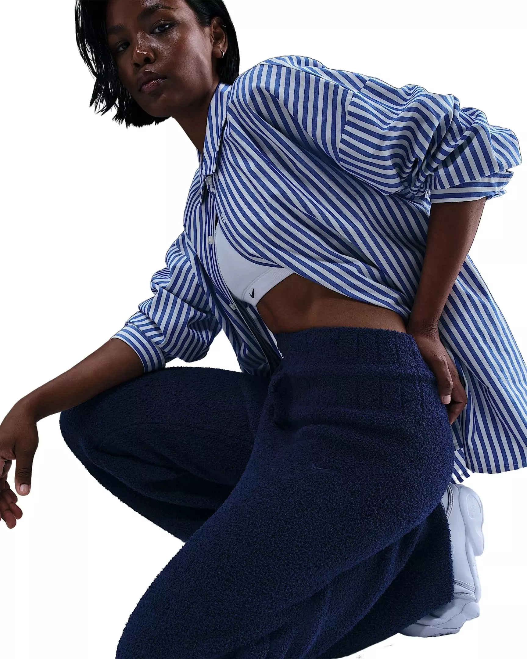 Nike Women's Sportswear Phoenix Cozy Bouclé Slim Knit Pants - Blue - BLUE