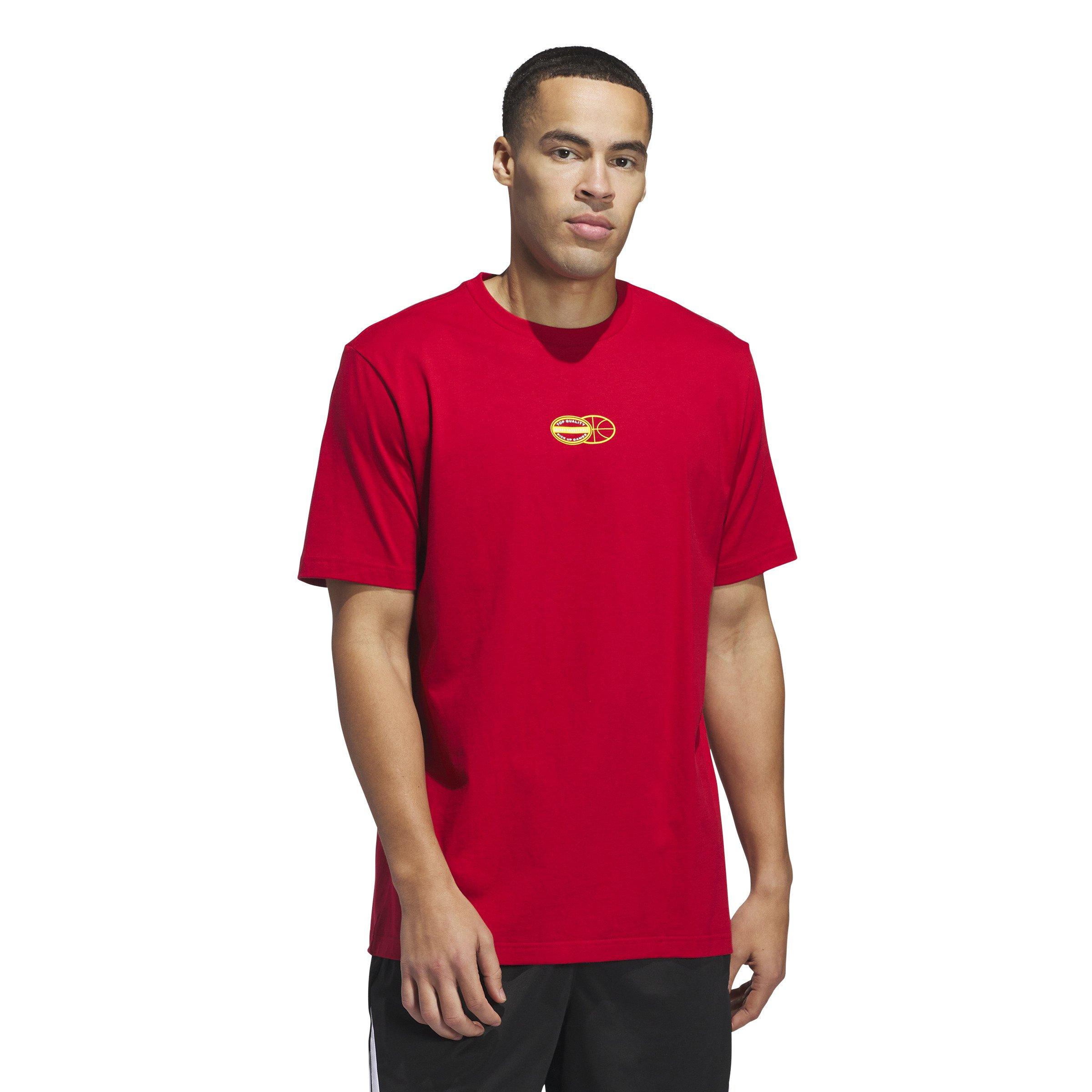adidas Men's Pick-Up Game Graphic Tee-Red - RED Thumbnail View 1