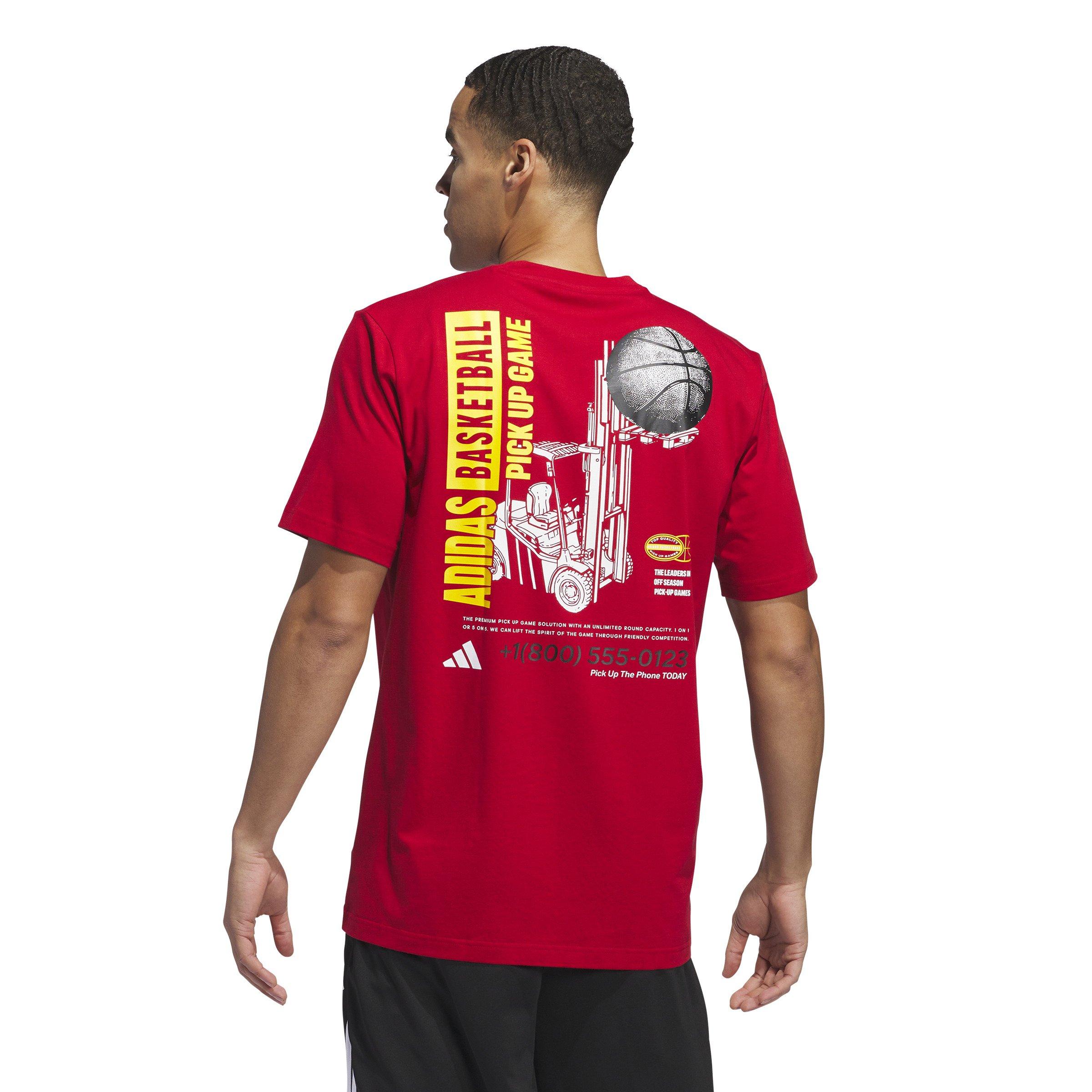 adidas Men's Pick-Up Game Graphic Tee-Red - RED Thumbnail View 2