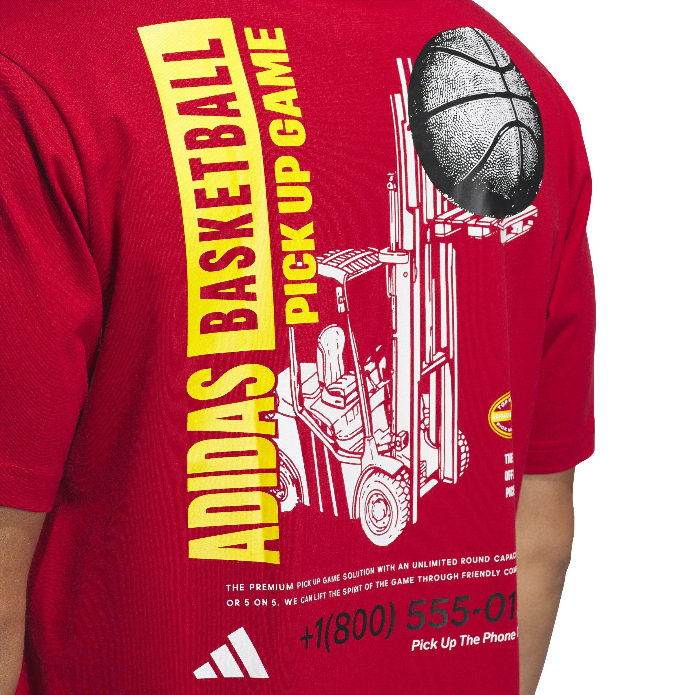 adidas Men's Pick-Up Game Graphic Tee-Red - RED Thumbnail View 4