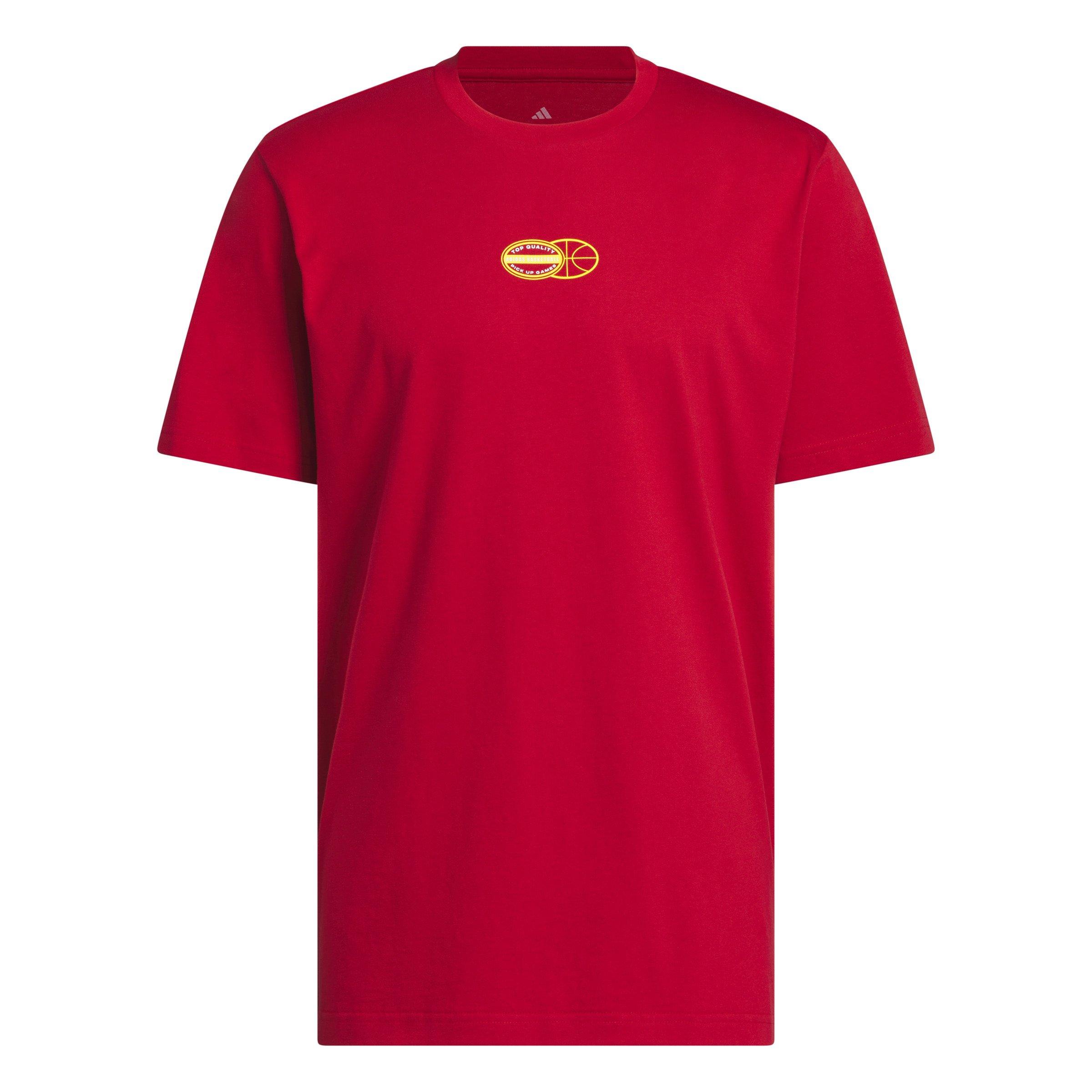adidas Men's Pick-Up Game Graphic Tee-Red - RED Thumbnail View 6