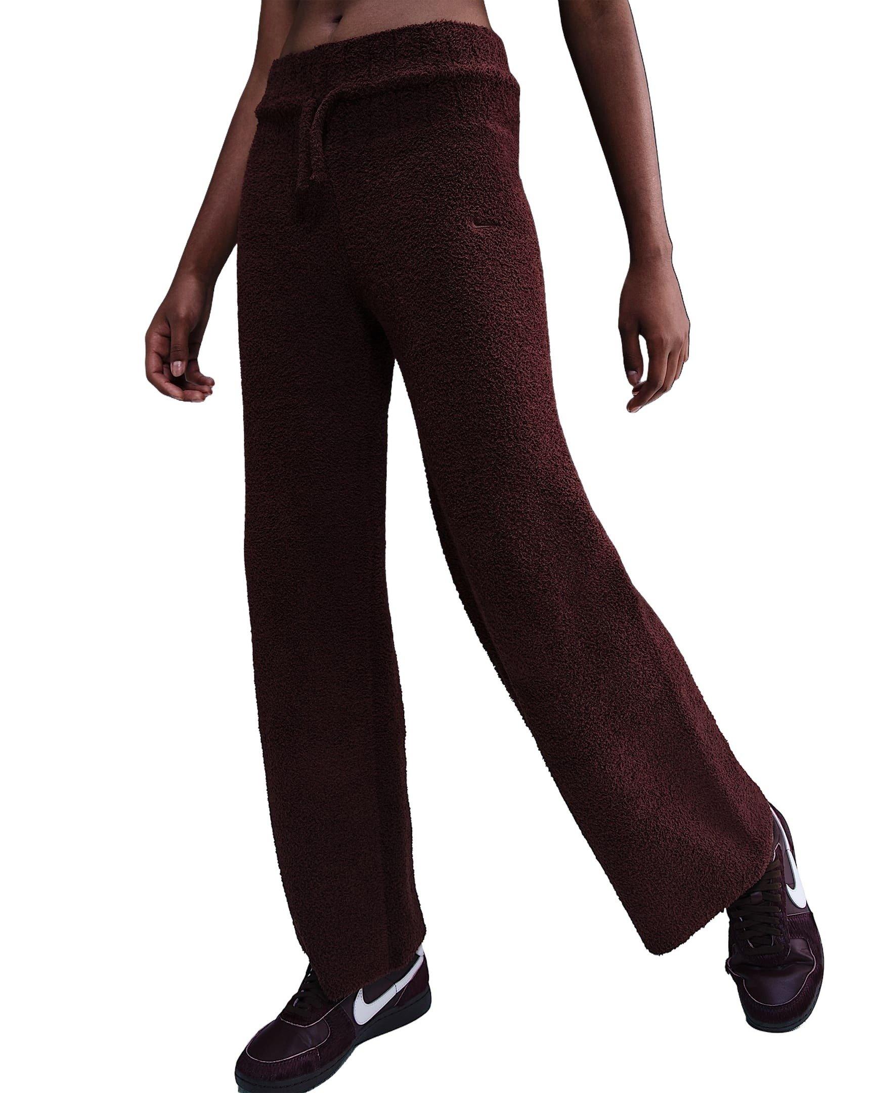 Nike Women's Sportswear Phoenix Cozy Boucl&eacute; Slim Knit Pants - Red - RED Thumbnail View 3