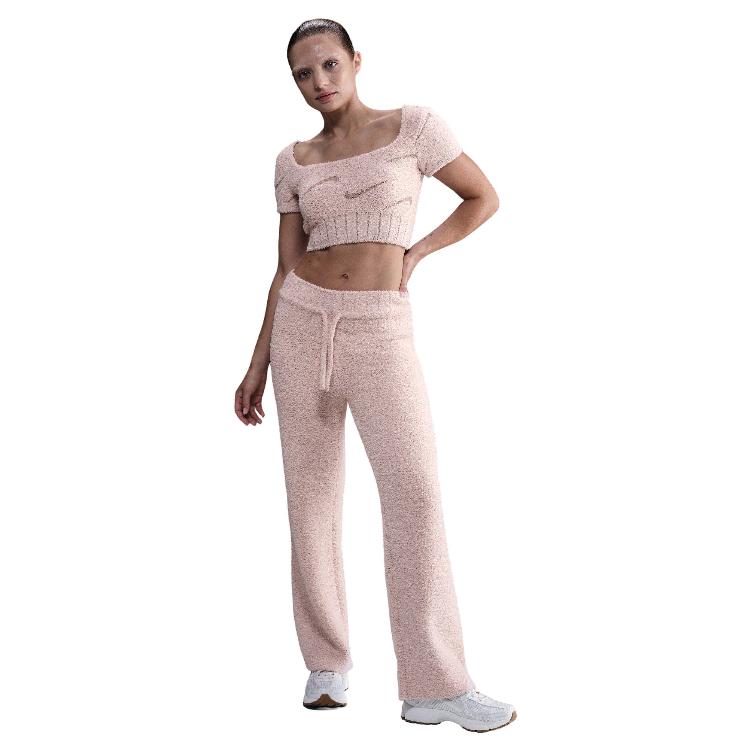Nike Women's Sportswear Phoenix Cozy Boucl&eacute; Slim Knit Pants - Pink - PINK Thumbnail View 3