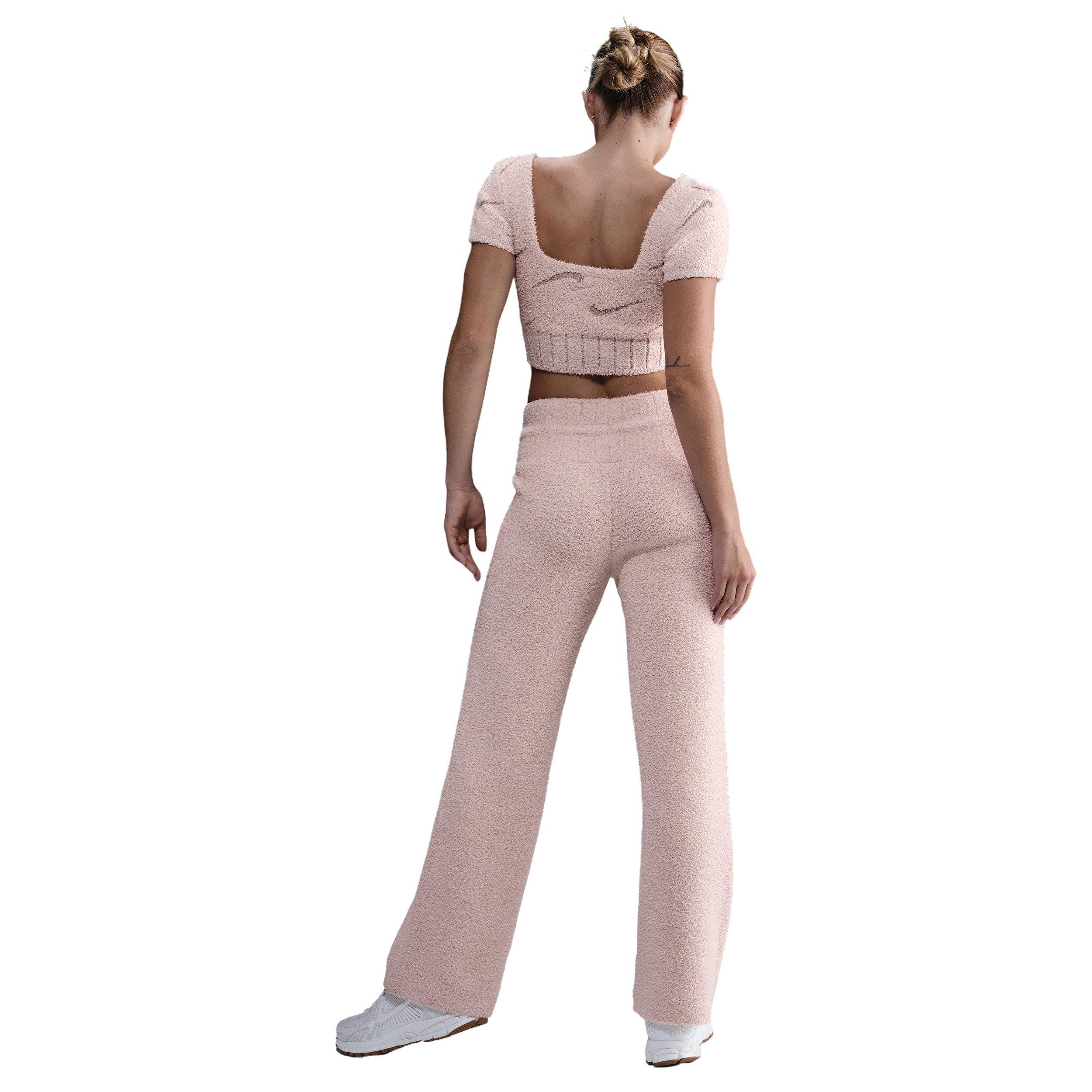 Nike Women's Sportswear Phoenix Cozy Boucl&eacute; Slim Knit Pants - Pink - PINK Thumbnail View 4