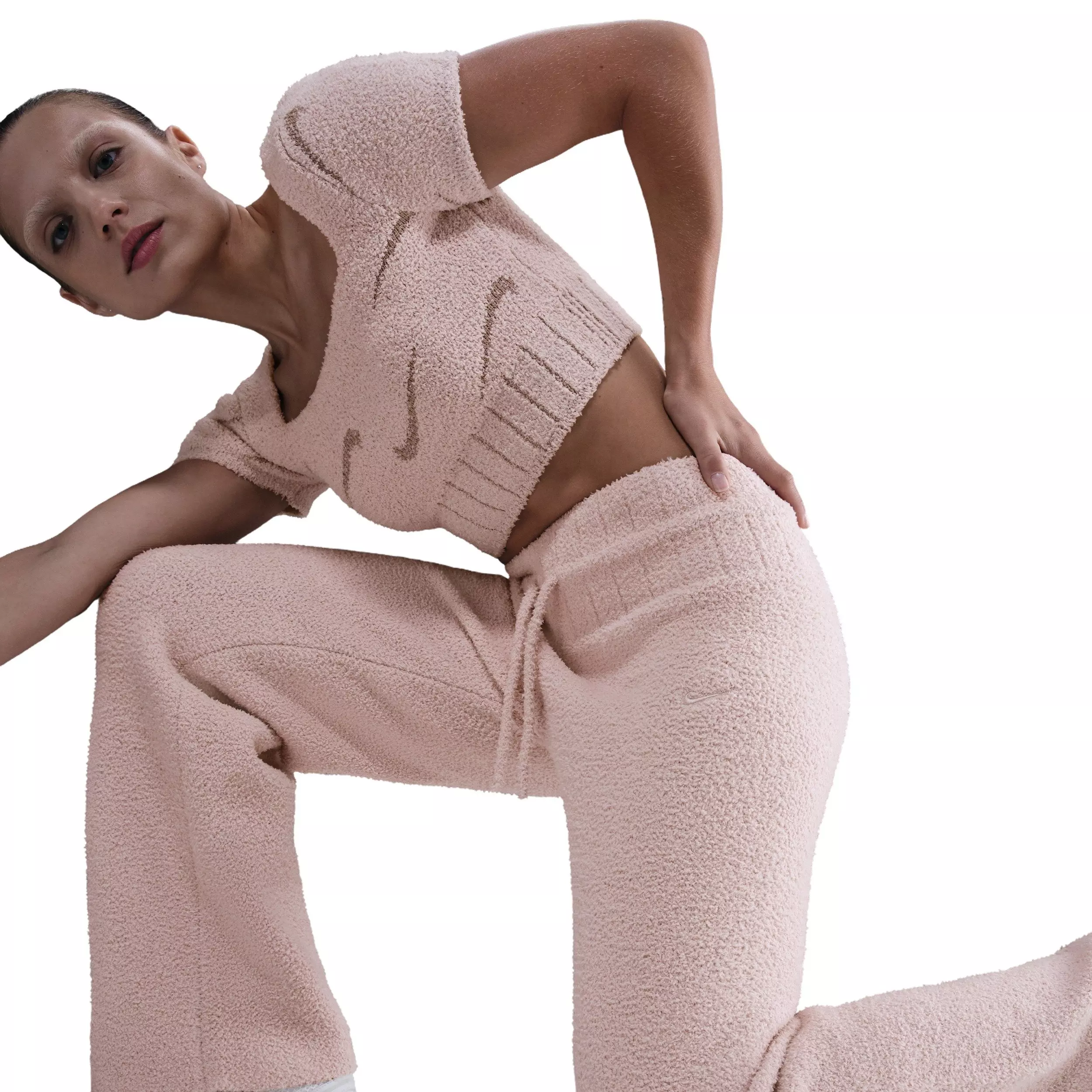 Nike Women's Sportswear Phoenix Cozy Bouclé Slim Knit Pants - Pink - PINK